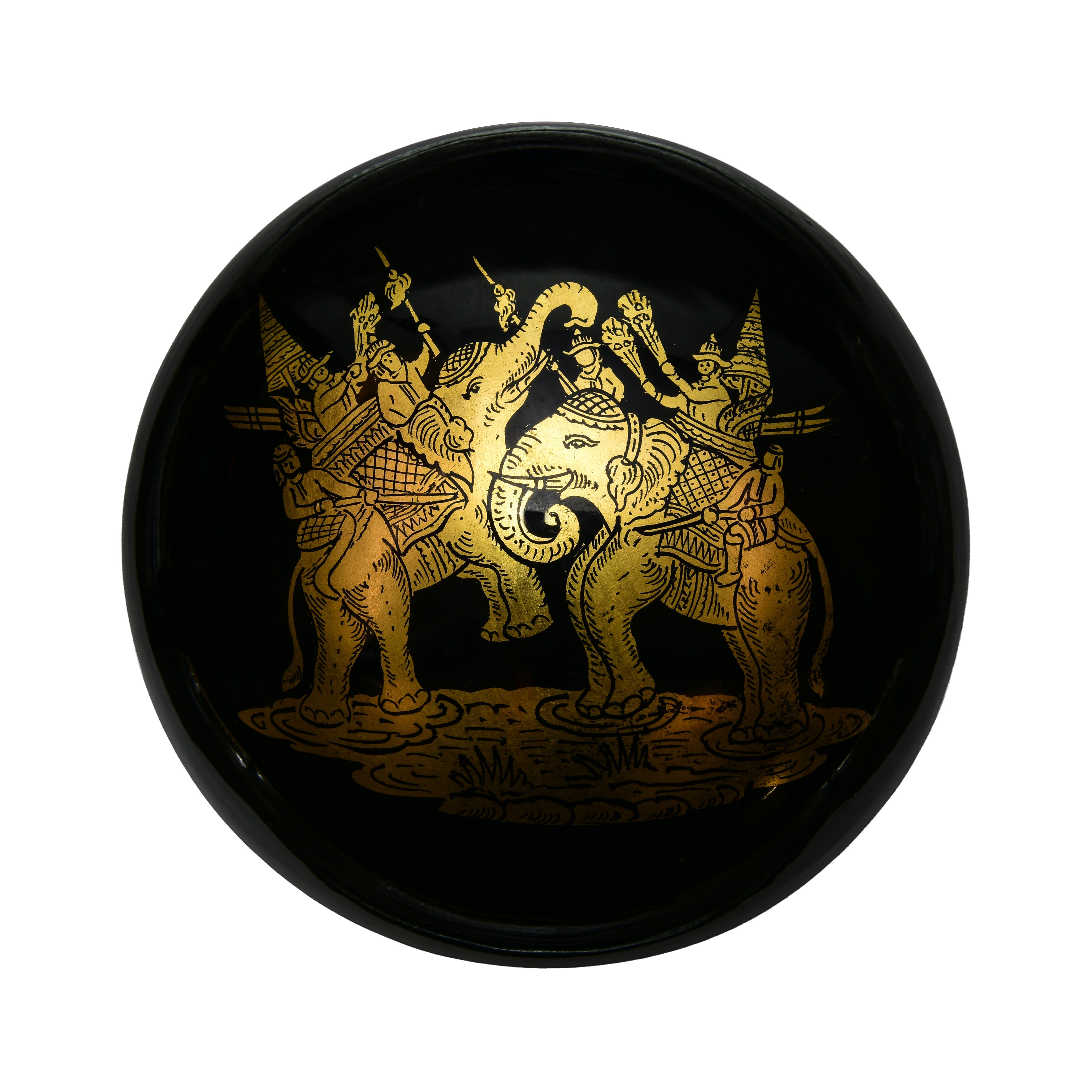 Handcrafted Lanna Lacquerware Mythical Elephant Warriors Box from Chiang Mai Thailand - Lalanna Design