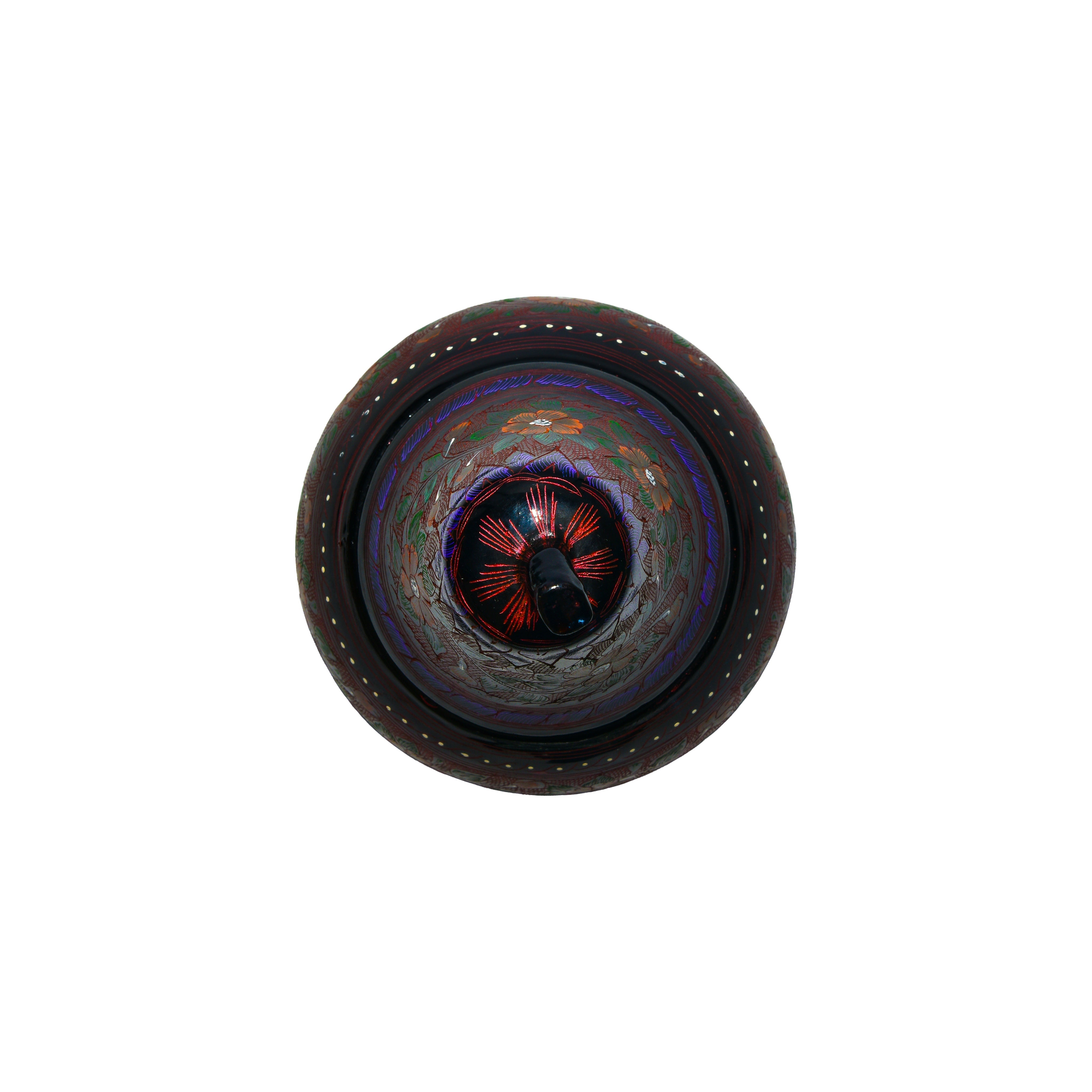 Handcrafted Lanna Lacquerware Orange Floral Pear Decorative Box from Chiang Mai Thailand - Lalanna Design