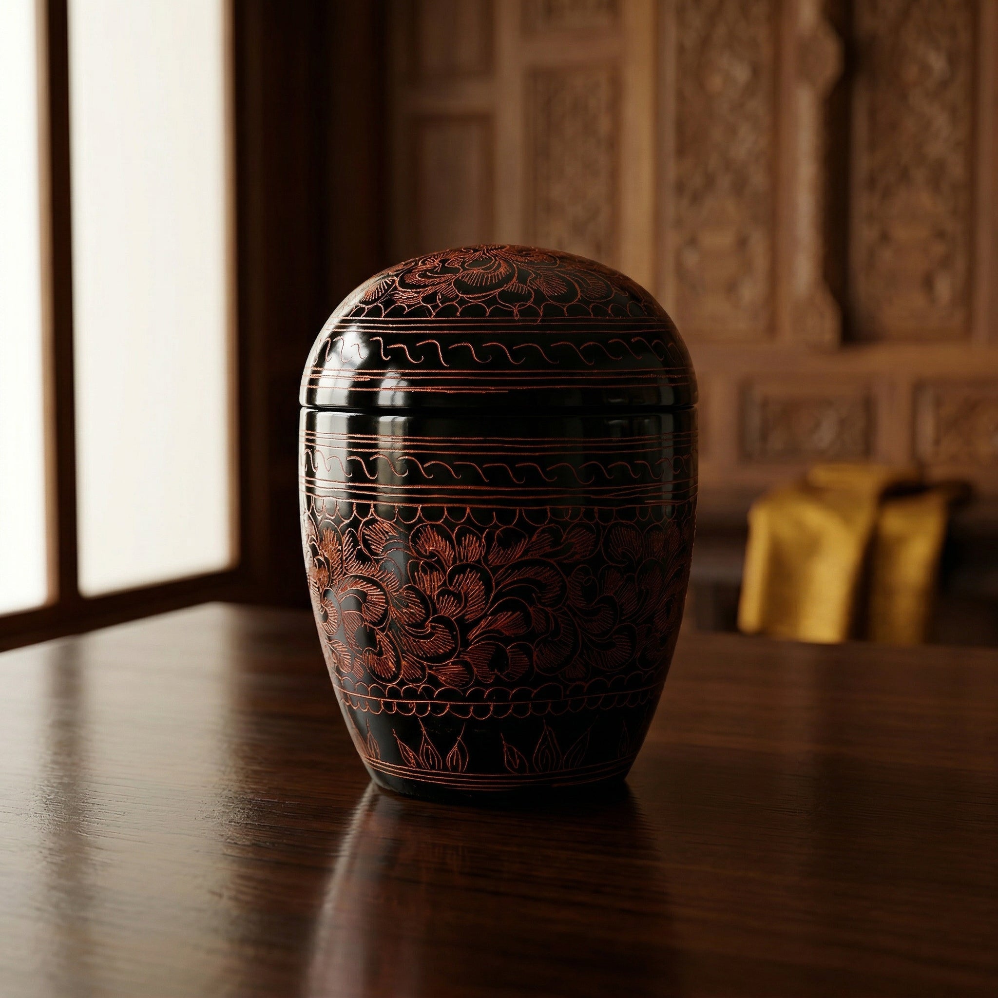 Handcrafted Lanna Lacquerware Red Decorative Box – Handcrafted Thai Storage from Chiang Mai Thailand - Lalanna Design