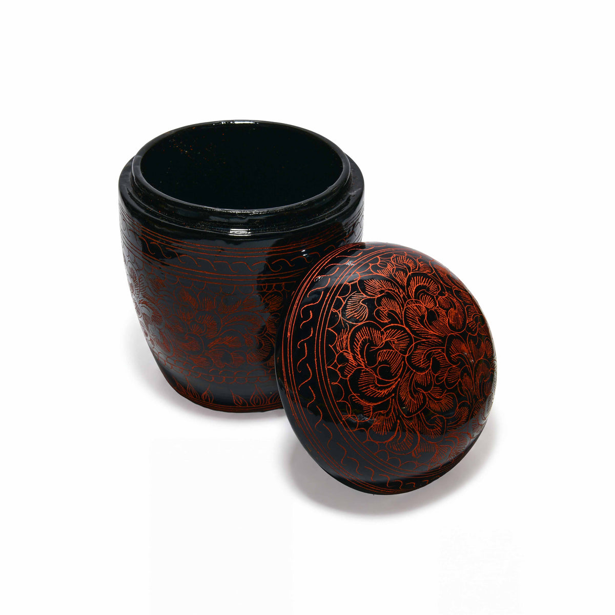 Handcrafted Lanna Lacquerware Red Decorative Box – Handcrafted Thai Storage from Chiang Mai Thailand - Lalanna Design