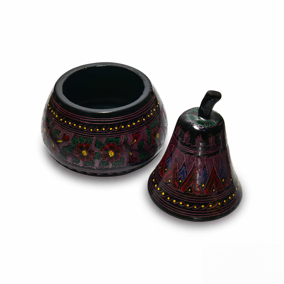 Handcrafted Lanna Lacquerware Red Floral Pear Decorative Box from Chiang Mai Thailand - Lalanna Design