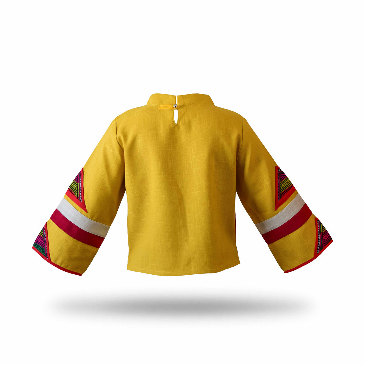 Handcrafted Modern-Style Hmong Hemp Top - Yellow from Chiang Mai Thailand - Lalanna Design