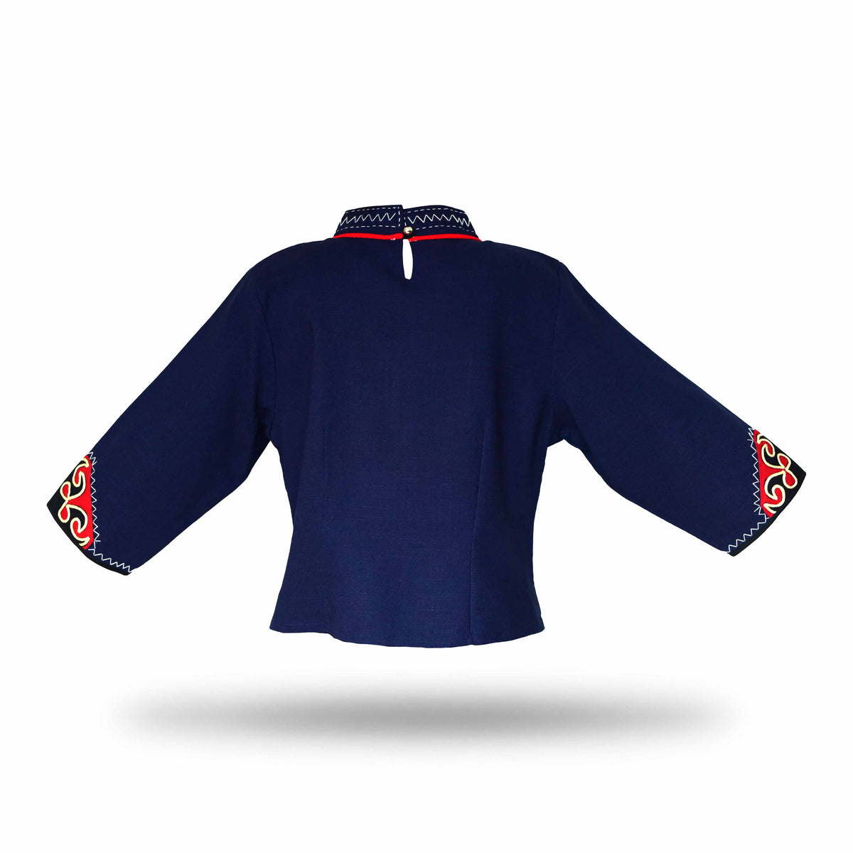 Handcrafted Modern-Style Hmong Top Blue Diamond Top from Chiang Mai Thailand - Lalanna Design