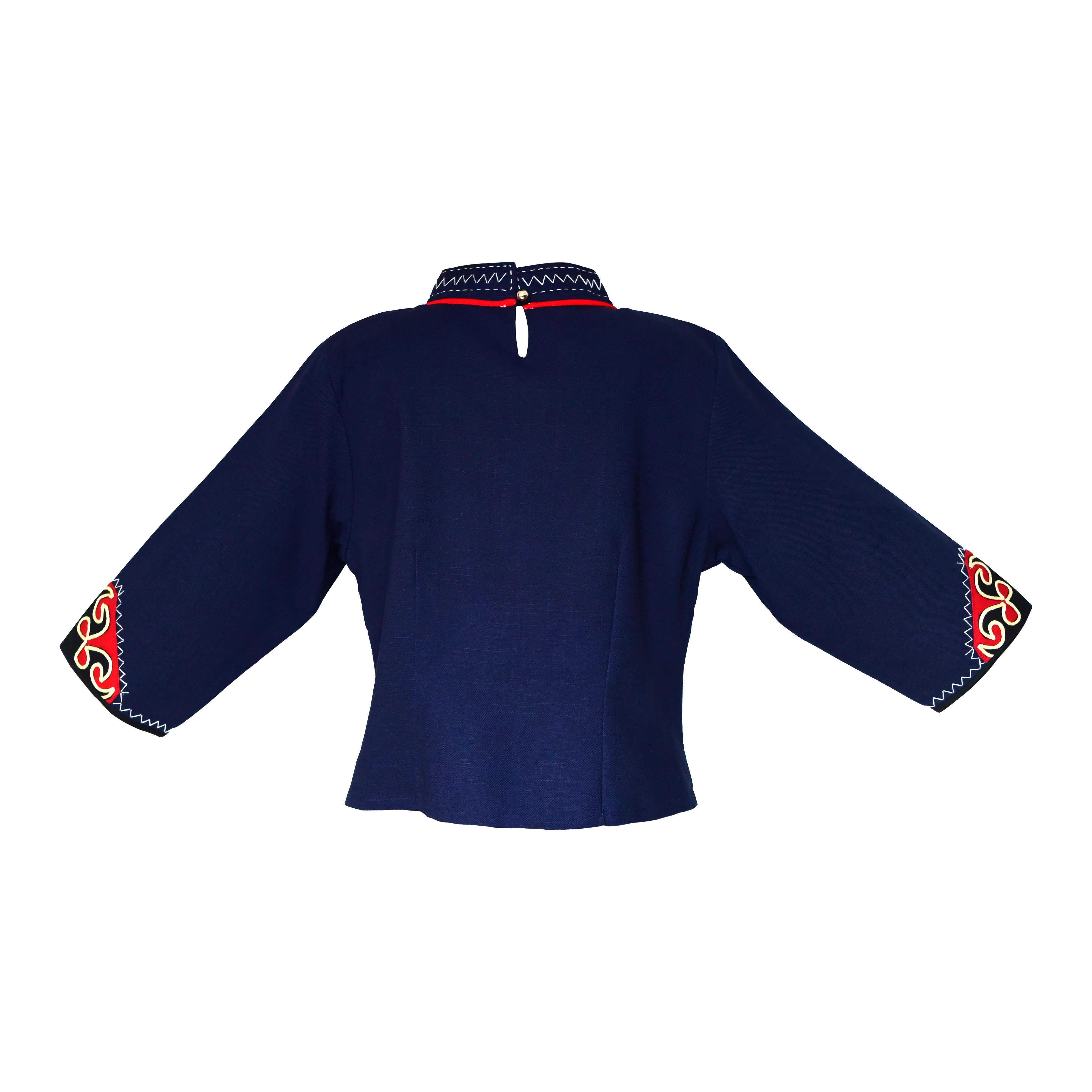 Handcrafted Modern-Style Hmong Top Blue Diamond Top from Chiang Mai Thailand - Lalanna Design