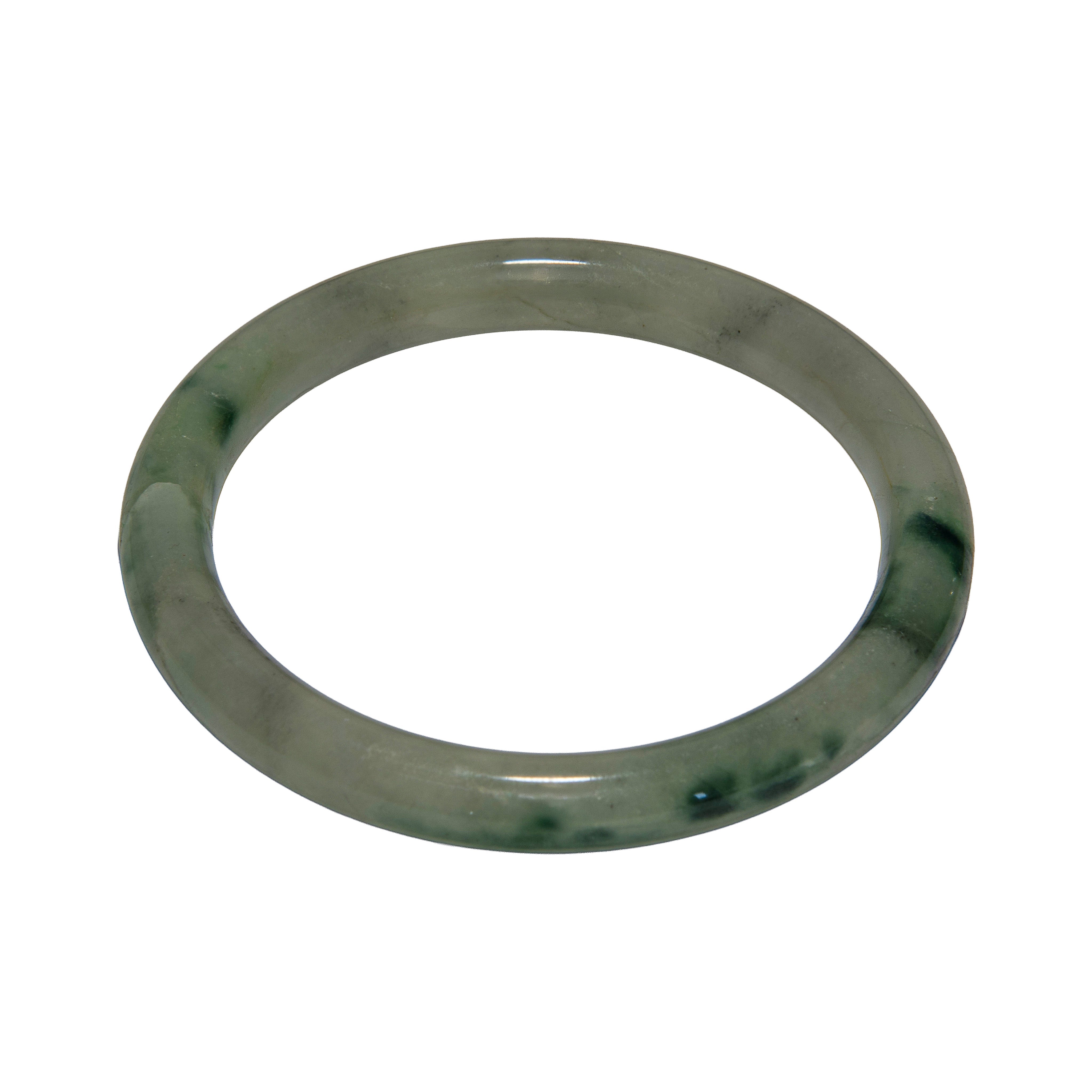 Handcrafted Natural Green Jade Bangle - 56mm Authentic Jadeite Bracelet from Chiang Rai Thailand - Lalanna Design