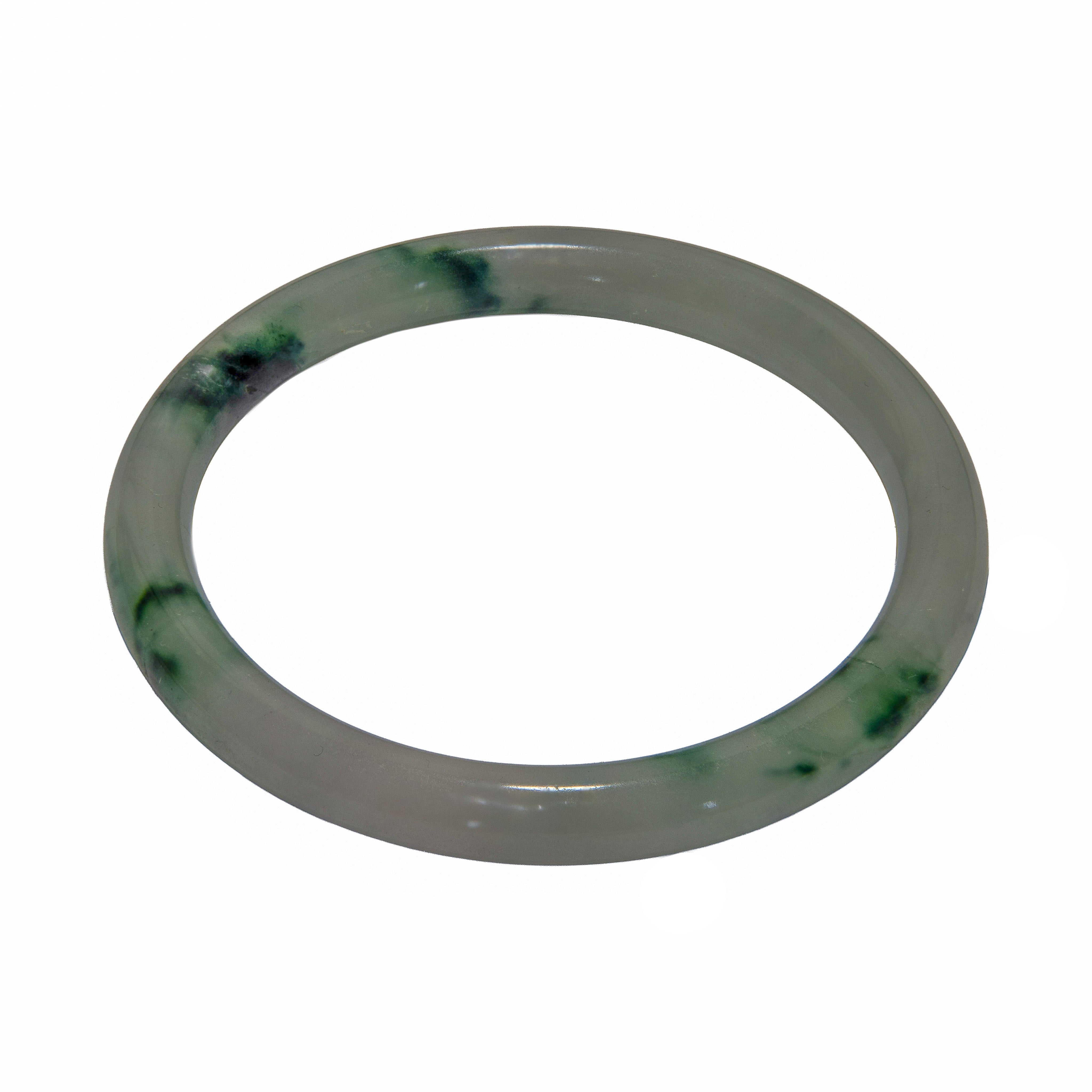 Handcrafted Natural Green Jade Bangle - 57mm Authentic Jadeite Bracelet from Chiang Rai Thailand - Lalanna Design
