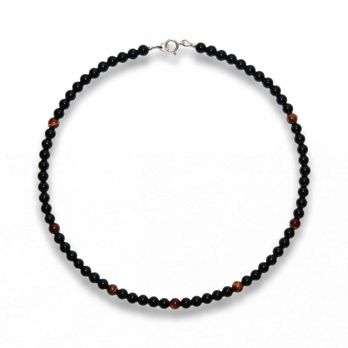 Handcrafted Necklace Onyx and Tiger Eye Men's Necklace, Handmade Jewelry from Chiang Mai Thailand - Lalanna Design