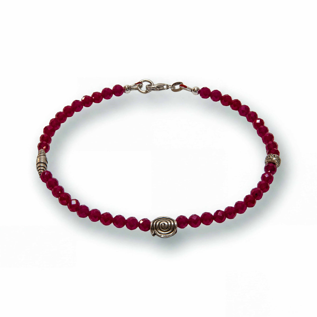 Handcrafted Red Ruby Anklet - Handmade Jewelry from Chiang Mai Thailand - Lalanna Design