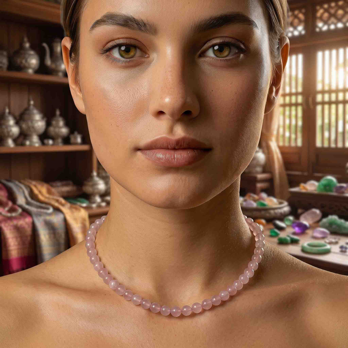 Handcrafted Necklace Rose Quarz Necklace, Handmade Jewelry from Chiang Mai Thailand - Lalanna Design