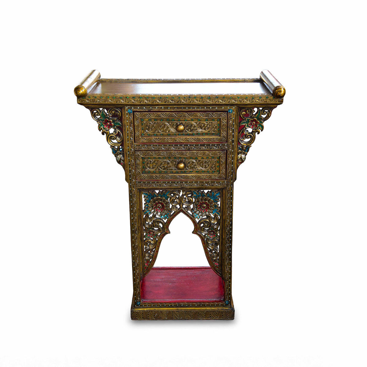 Handcrafted Royal Lanna Altar Table with 2 Drawers from Chiang Mai Thailand - Lalanna Design