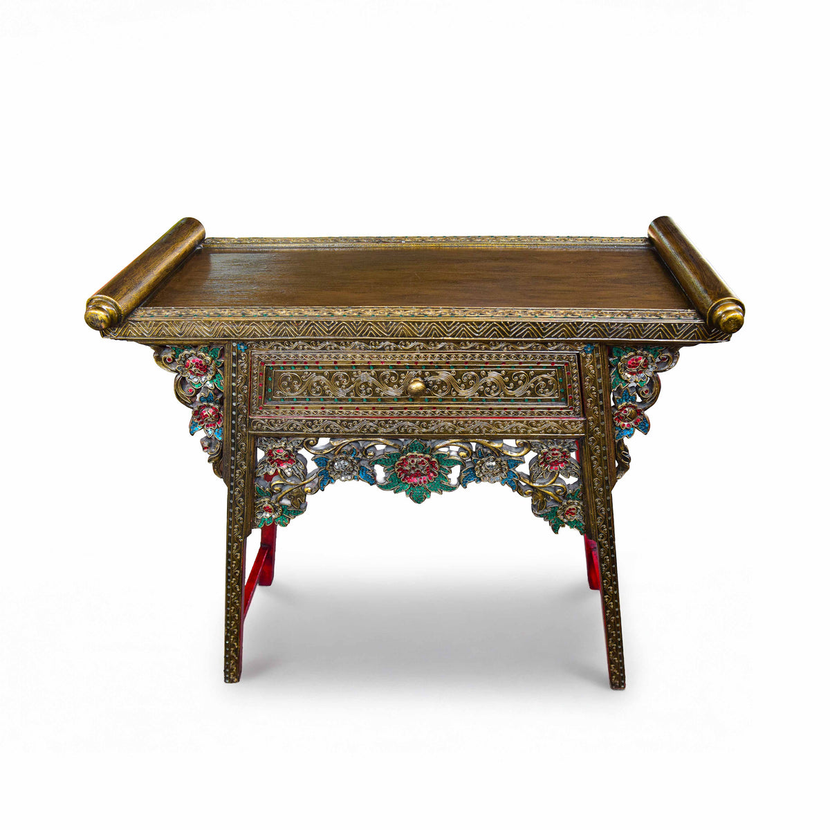 Handcrafted Royal Lanna Offering Table with 1 Drawer from Chiang Mai Thailand - Lalanna Design