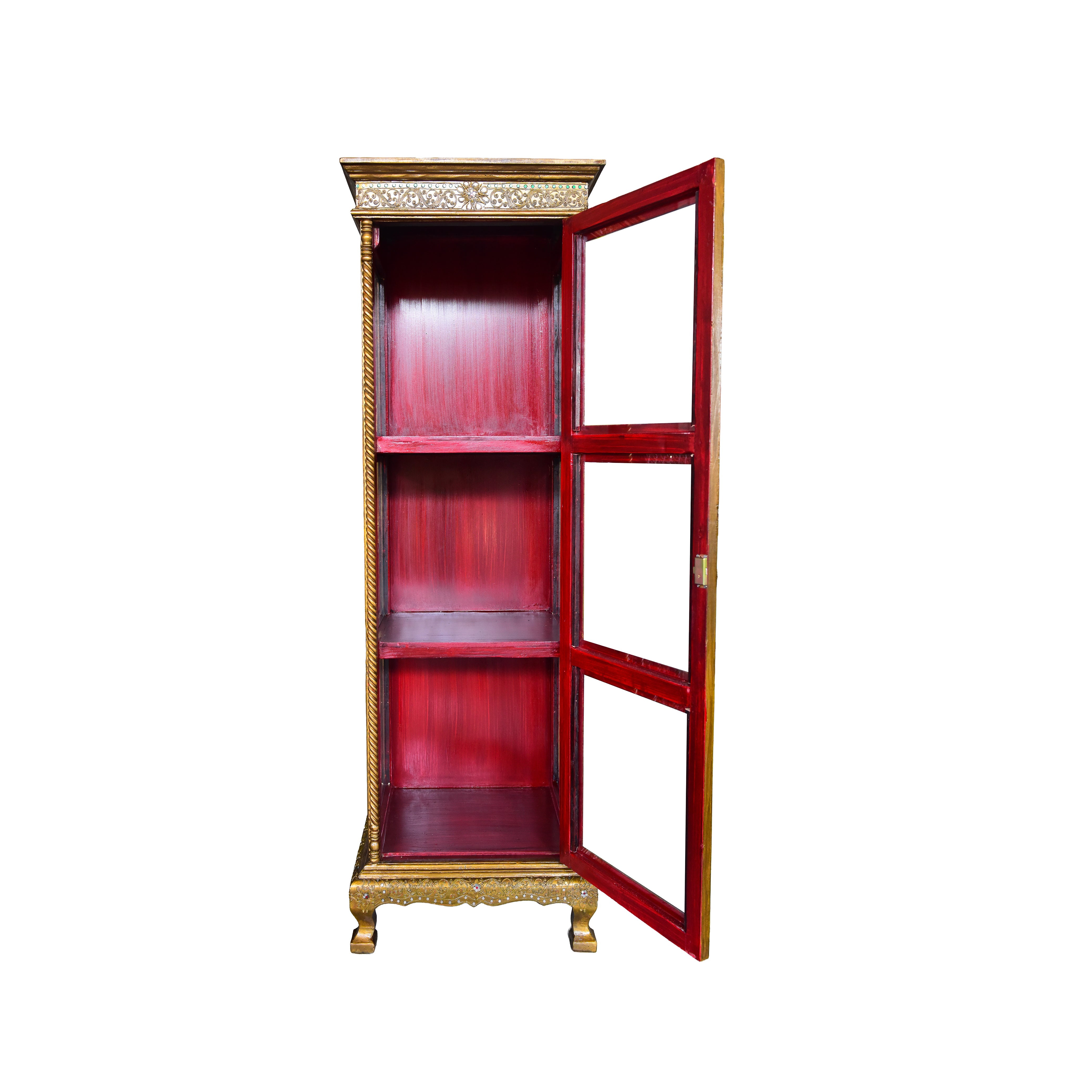 Handcrafted Royal Lanna Ornate Display Cabinet - Gold Edition from Chiang Mai Thailand - Lalanna Design