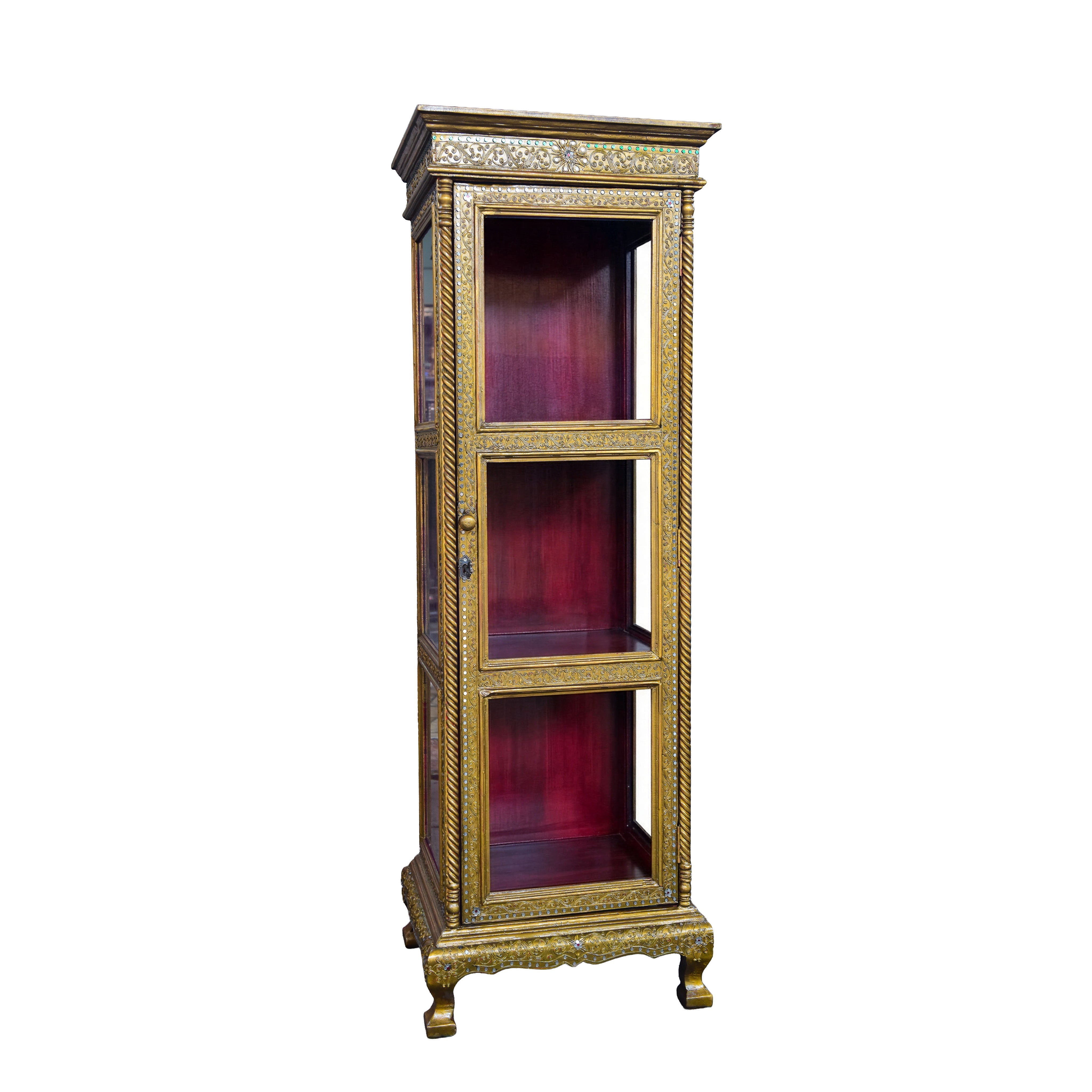 Handcrafted Royal Lanna Ornate Display Cabinet - Gold Edition from Chiang Mai Thailand - Lalanna Design