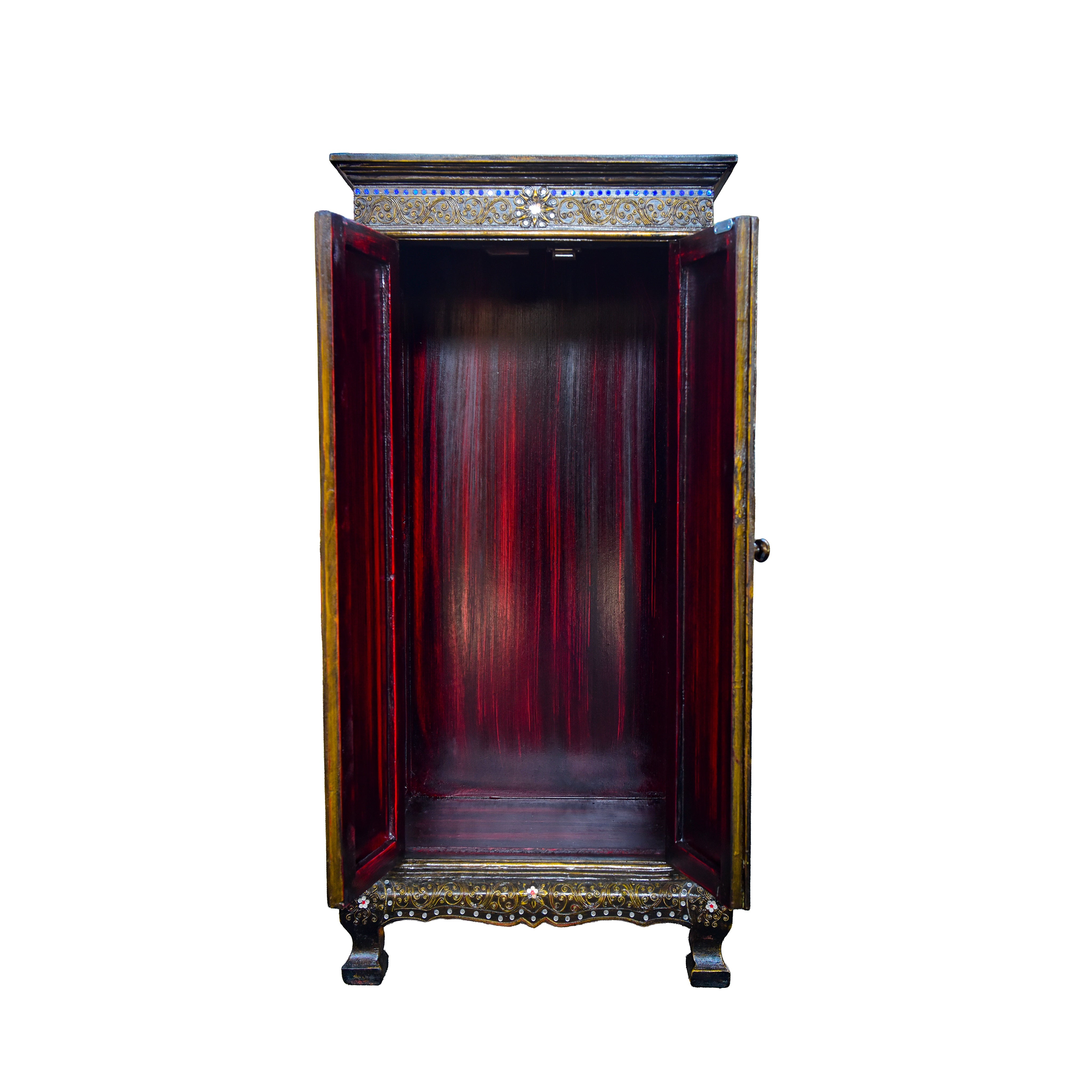 Handcrafted Royal Lanna Tall 2 Door Ornate Cabinet from Chiang Mai Thailand - Lalanna Design