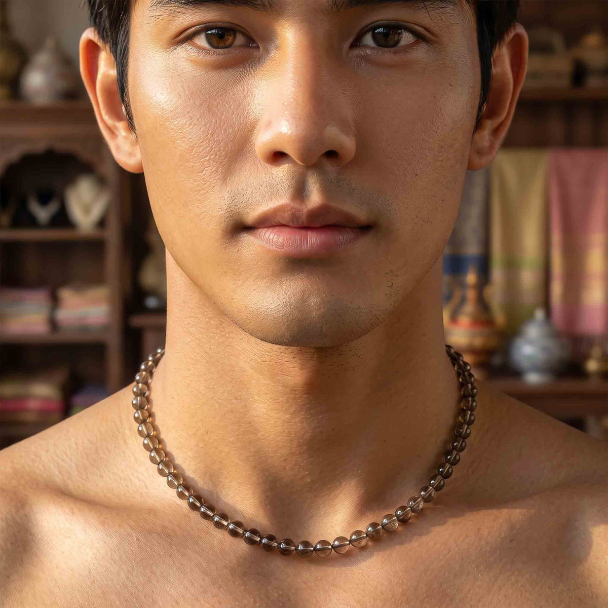 Handcrafted Necklace Smoky Quarz Men's Necklace, Handmade Jewelry from Chiang Mai Thailand - Lalanna Design