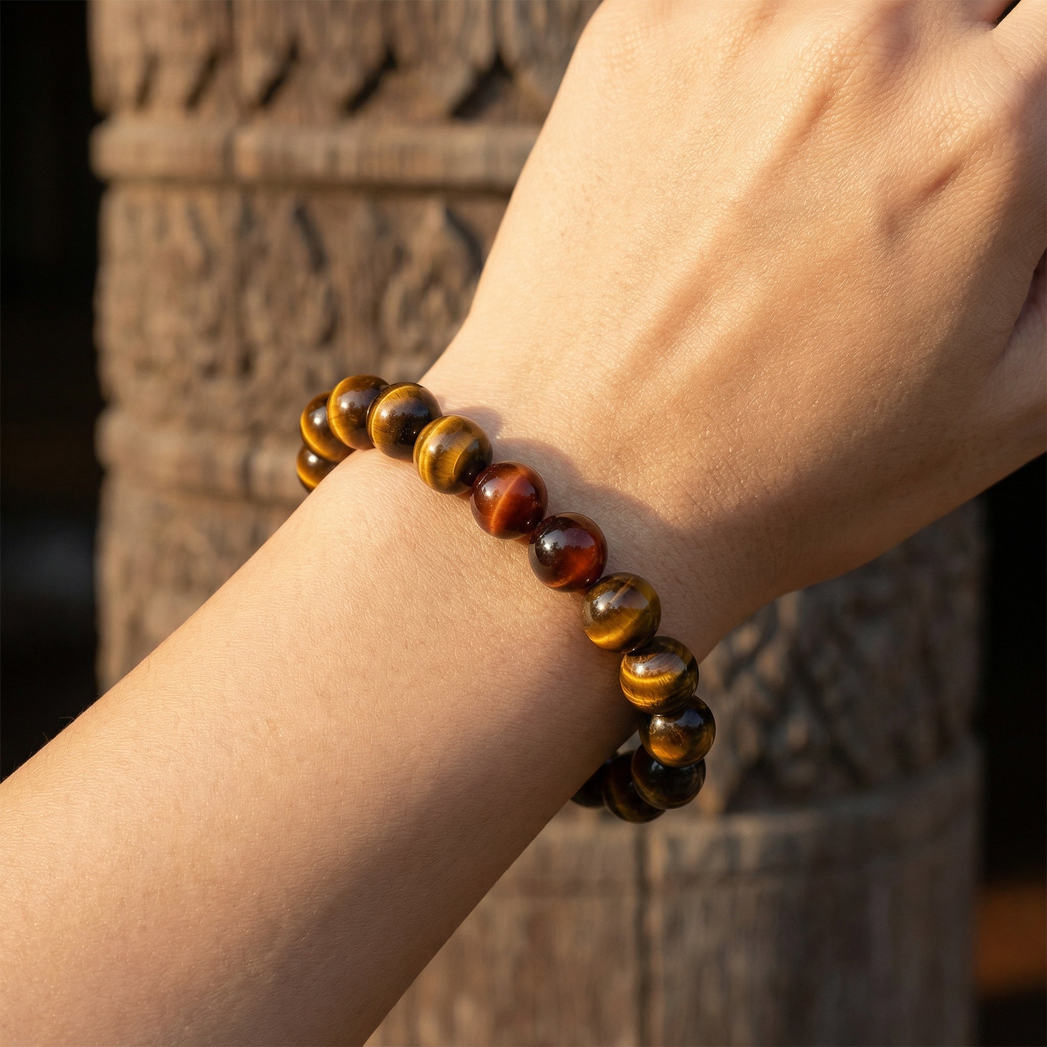 Handcrafted Tiger Eye Stretch Bracelet from Chiang Mai Thailand - Lalanna Design