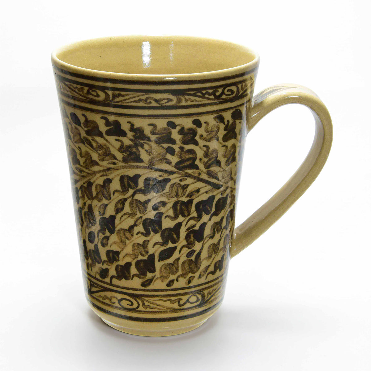 Handcrafted Wiang Kalong Floral Mug - Hand-Painted Lanna Ceramic from Chiang Mai Thailand - Lalanna Design
