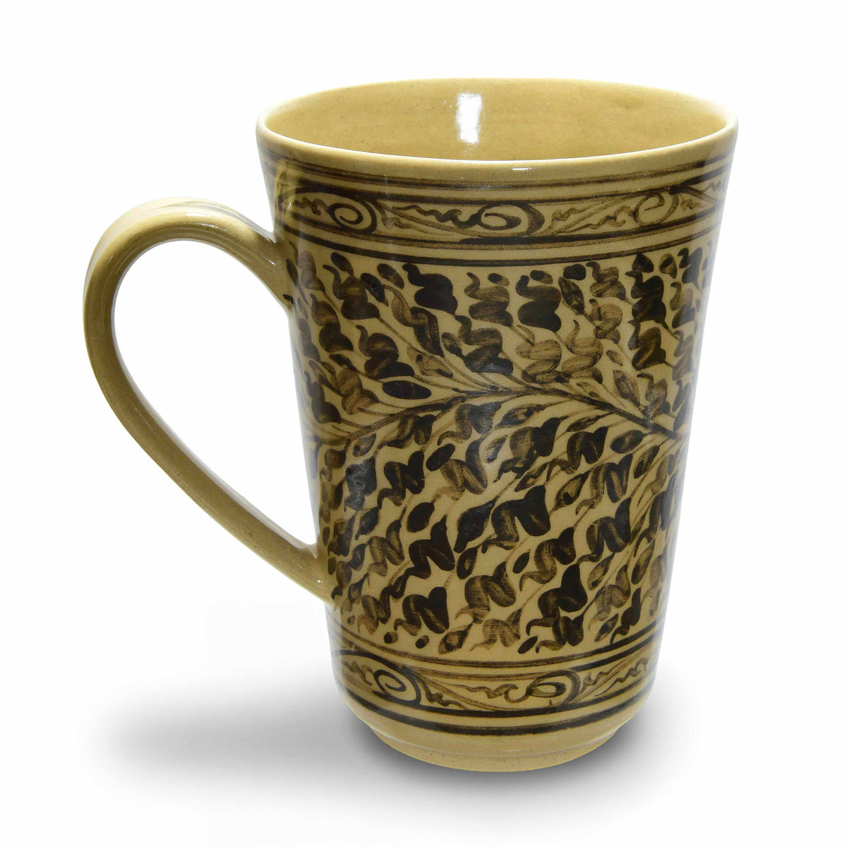 Handcrafted Wiang Kalong Floral Mug - Hand-Painted Lanna Ceramic from Chiang Mai Thailand - Lalanna Design