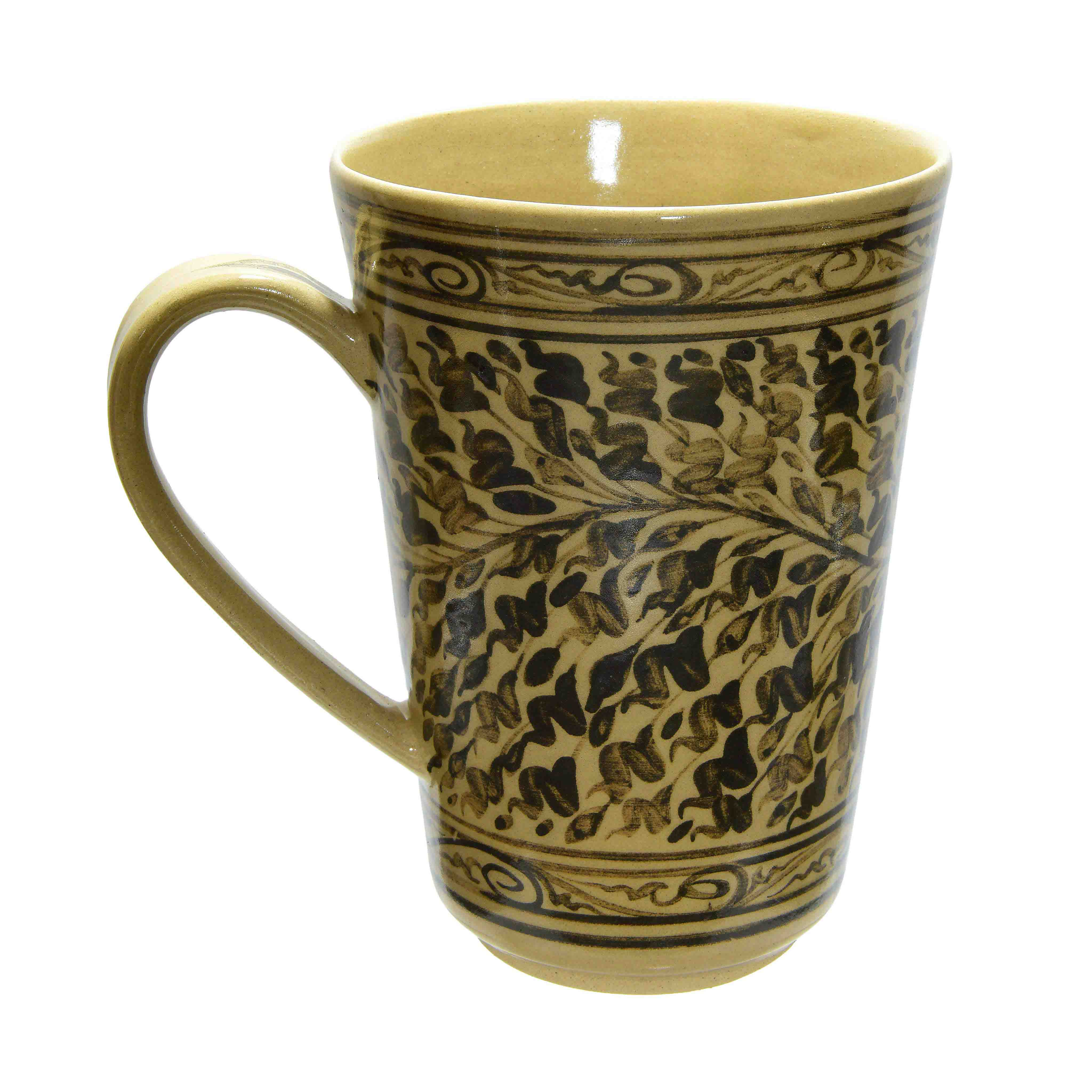 Handcrafted Wiang Kalong Floral Mug - Hand-Painted Lanna Ceramic from Chiang Mai Thailand - Lalanna Design