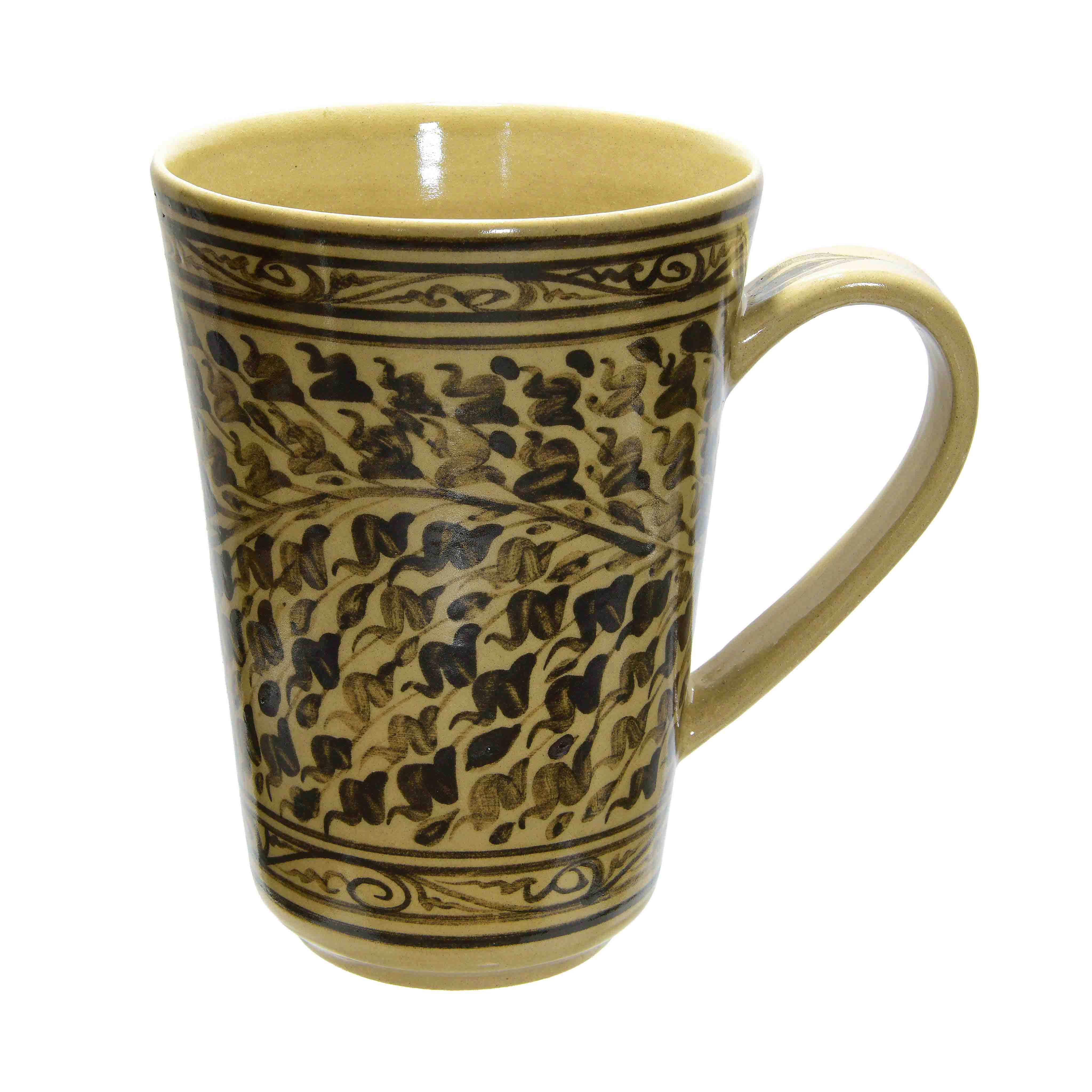 Handcrafted Wiang Kalong Floral Mug - Hand-Painted Lanna Ceramic from Chiang Mai Thailand - Lalanna Design