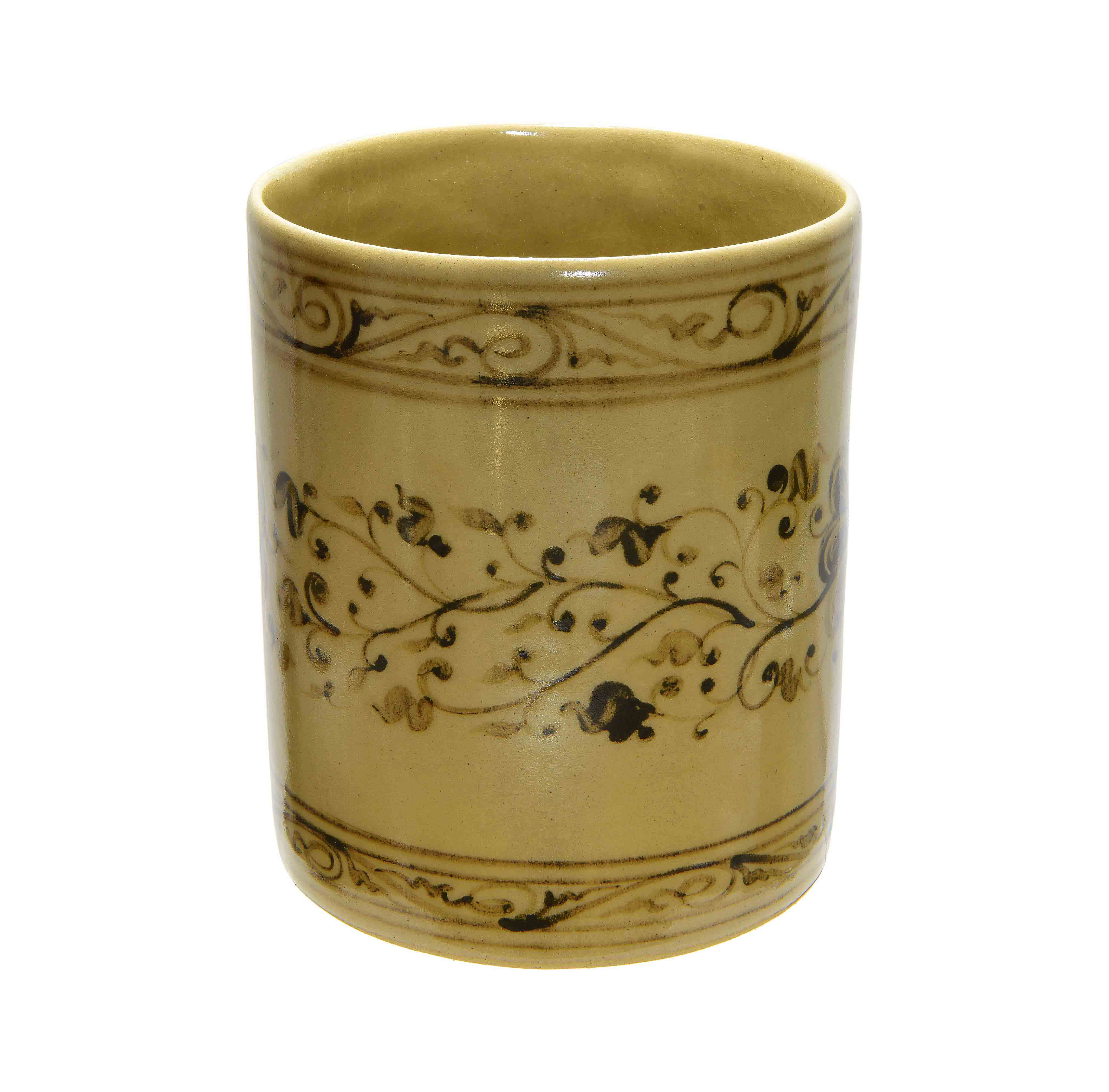 Handcrafted Wiang Kalong Flower Mug - Hand-Painted Lanna Ceramic from Chiang Mai Thailand - Lalanna Design