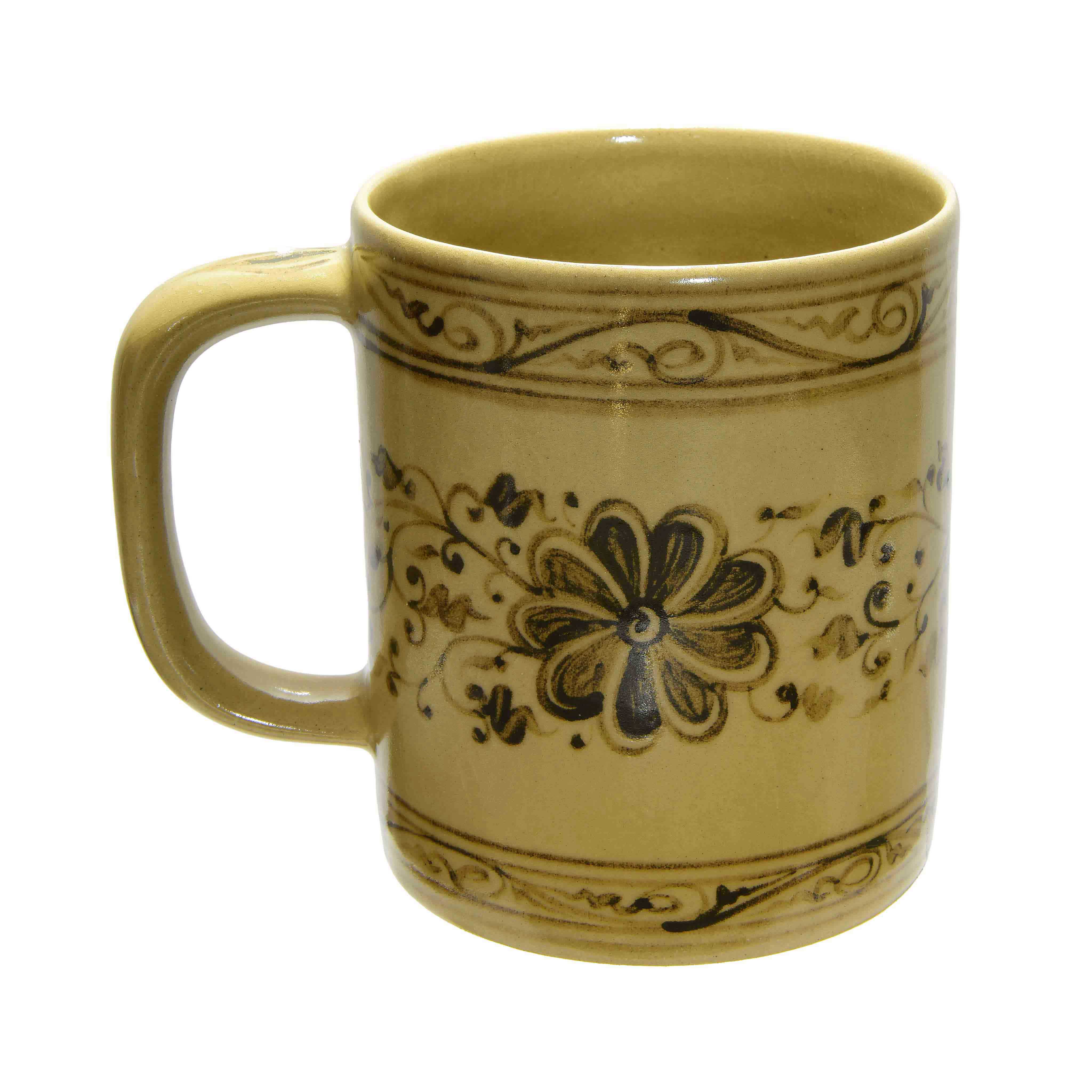 Handcrafted Wiang Kalong Flower Mug - Hand-Painted Lanna Ceramic from Chiang Mai Thailand - Lalanna Design