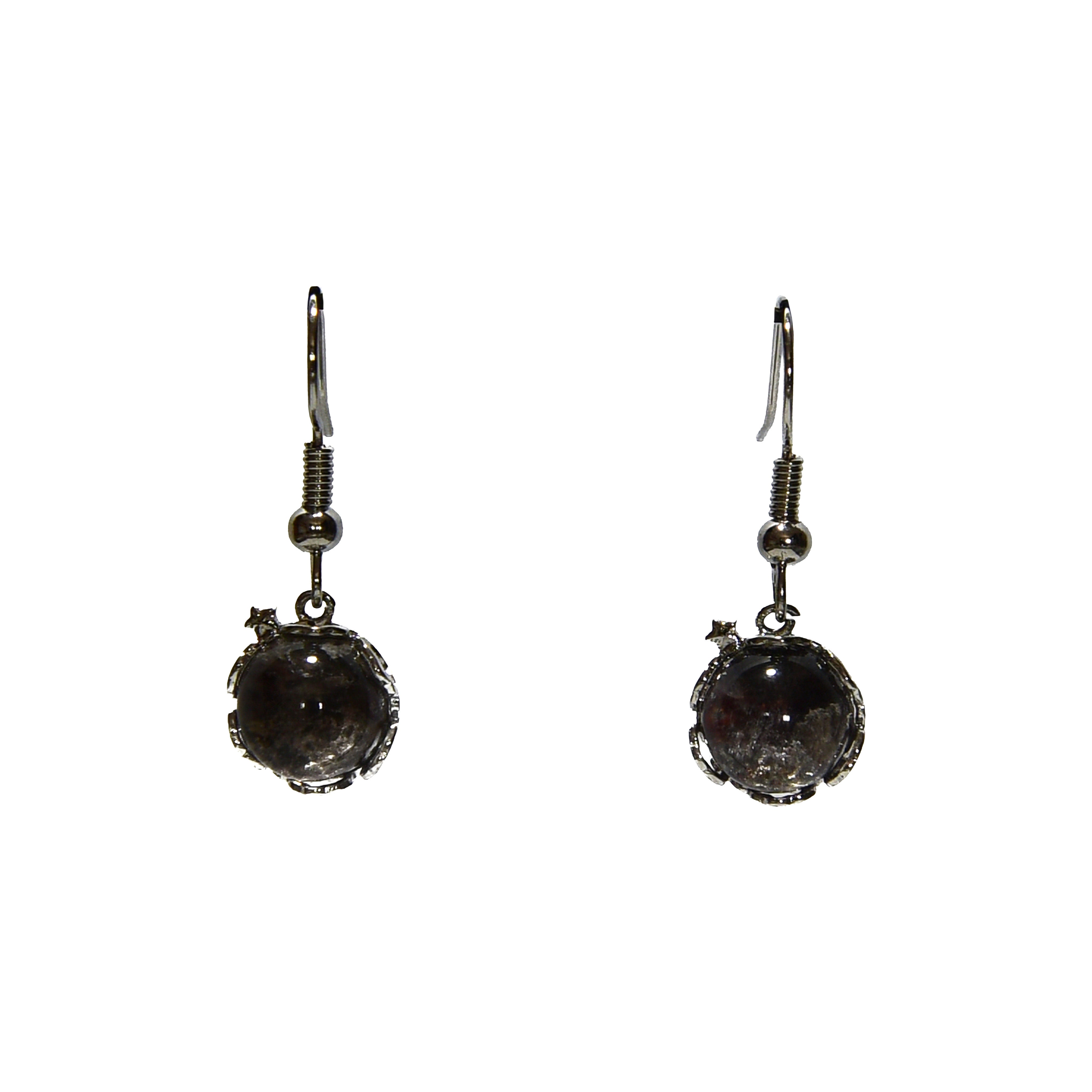 Boucles d'oreilles en Argent 925 et Quartz Lodolite 