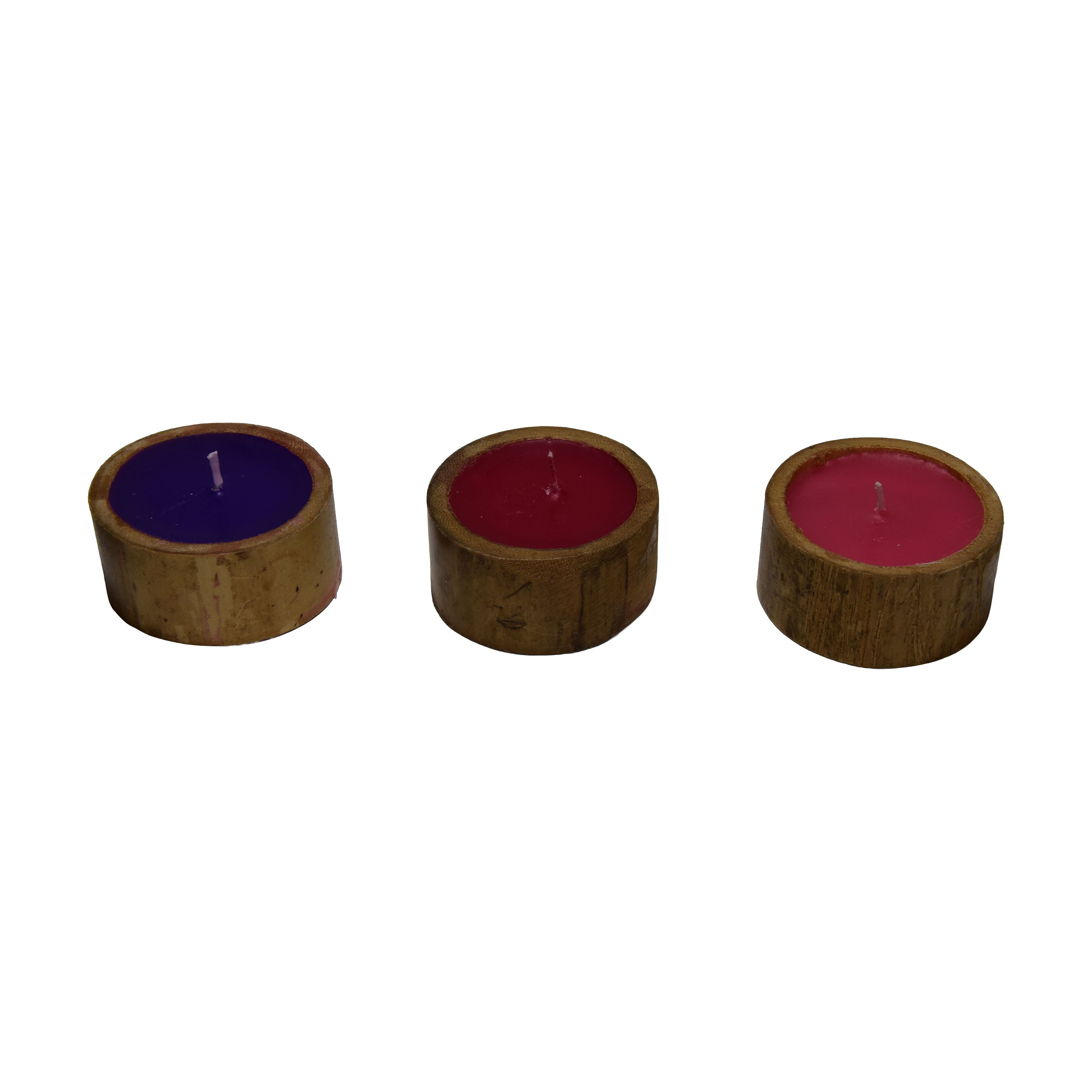 Handgefertigte Bambus-Teelichter 3er-Set – Orchidee – Rose – Lavendel