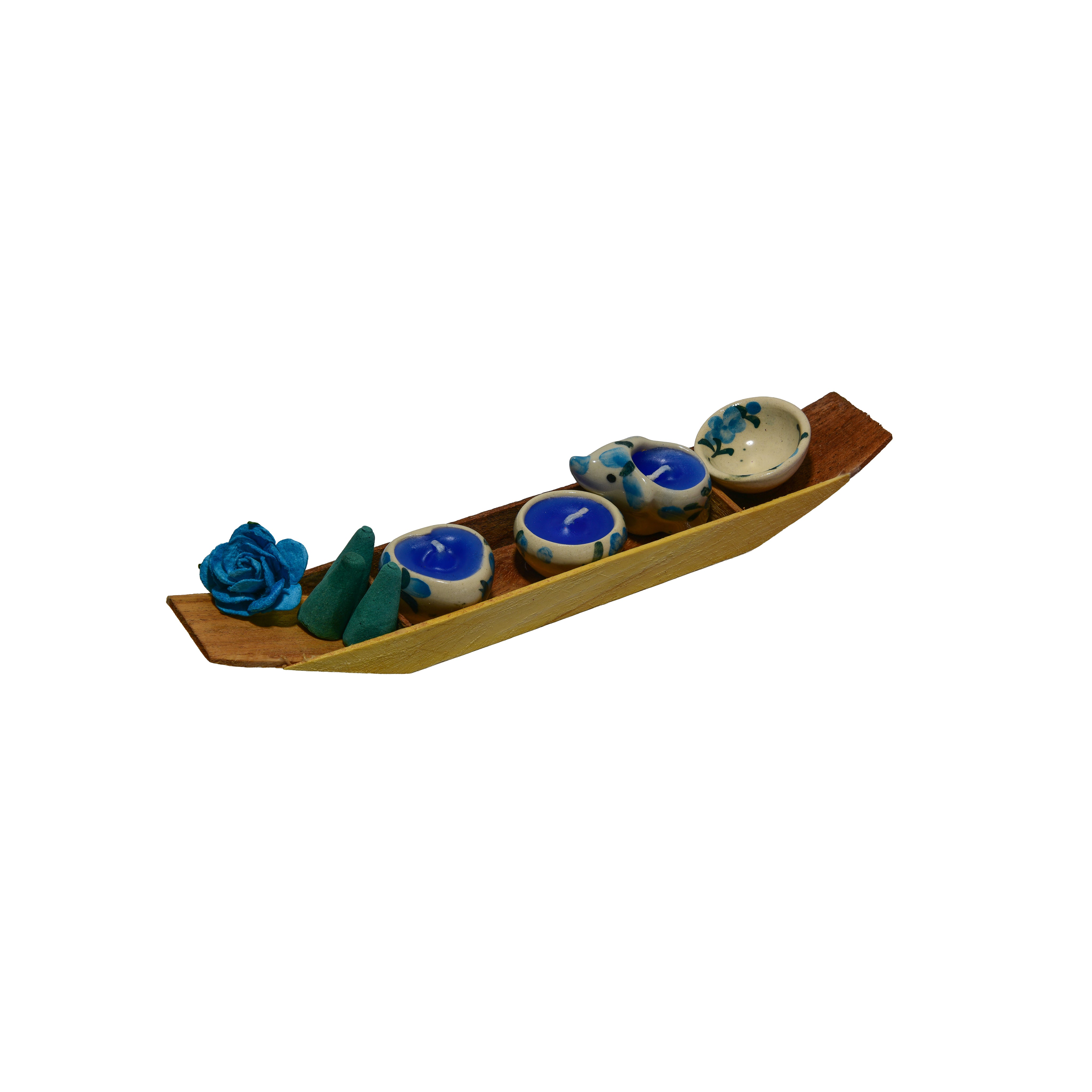 Lalanna Wooden Boat Ocean Incense and Candle Holder