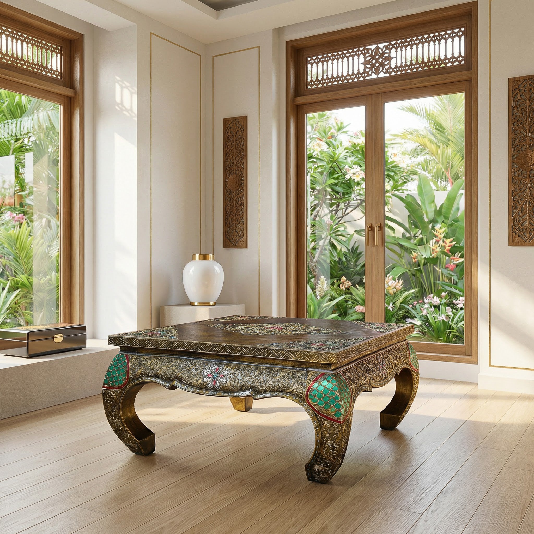 Royal Lanna Large Ornate Opium Table