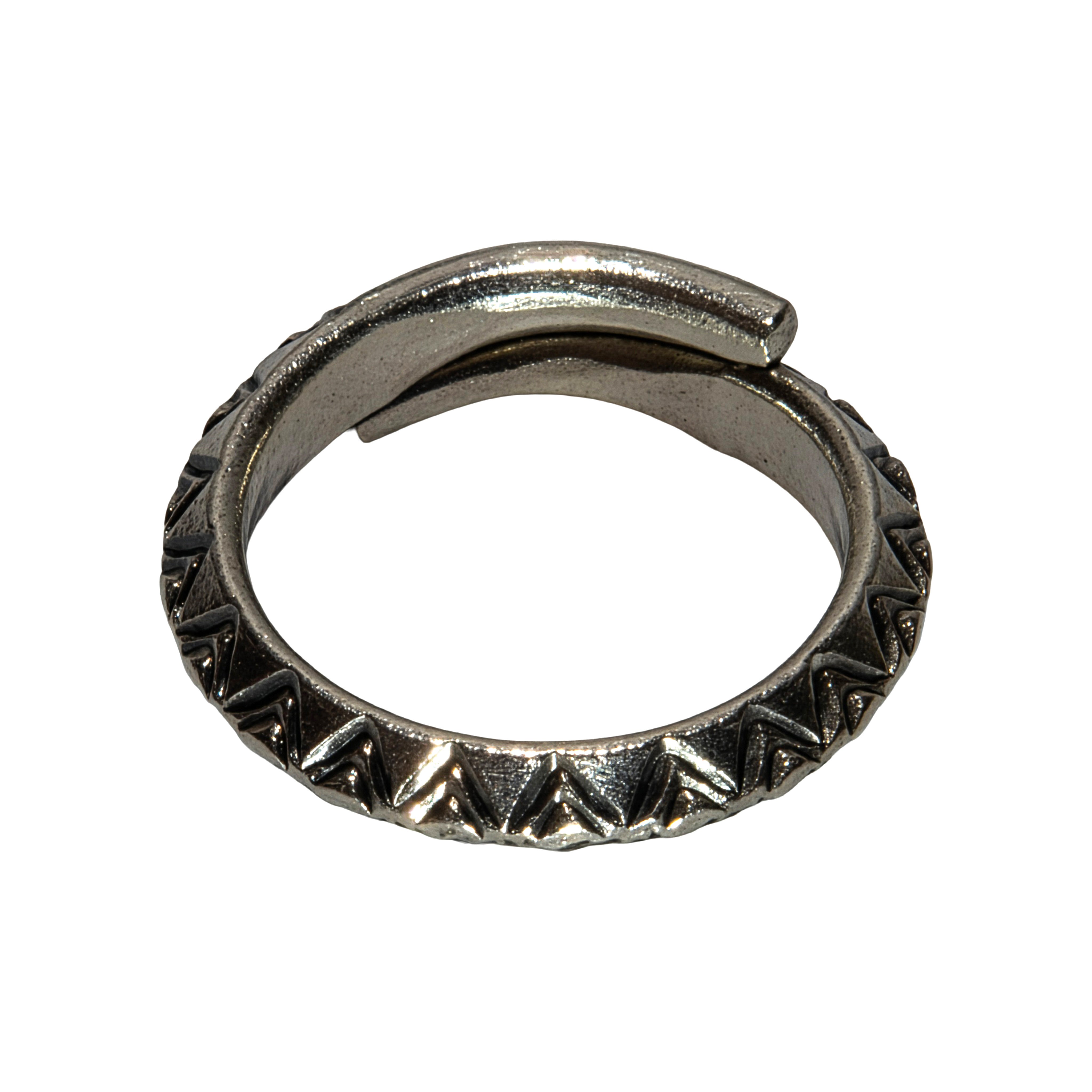 Ring aus 98 % feinem Silber der Karen Hill Tribes mit Dreiecksmuster, handgefertigter Schmuck