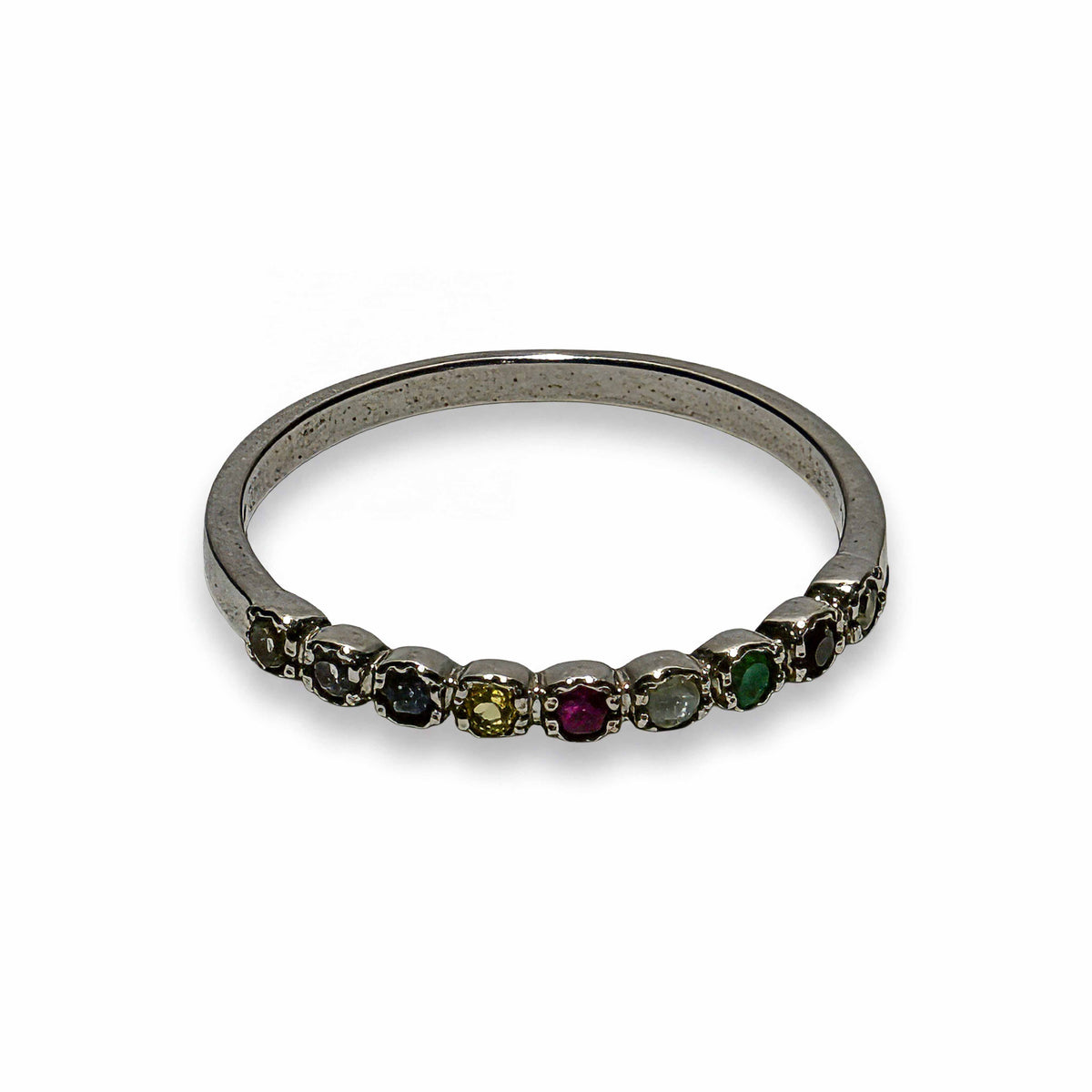 Handcrafted 925 Silver 9 Gemstones Ring from Chiang Mai Thailand - Lalanna Design