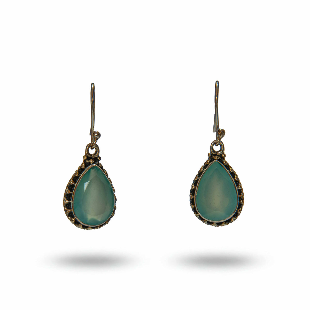 Handcrafted 925 Silver Aqua Chalcedony Earrings from Chiang Mai Thailand - Lalanna Design