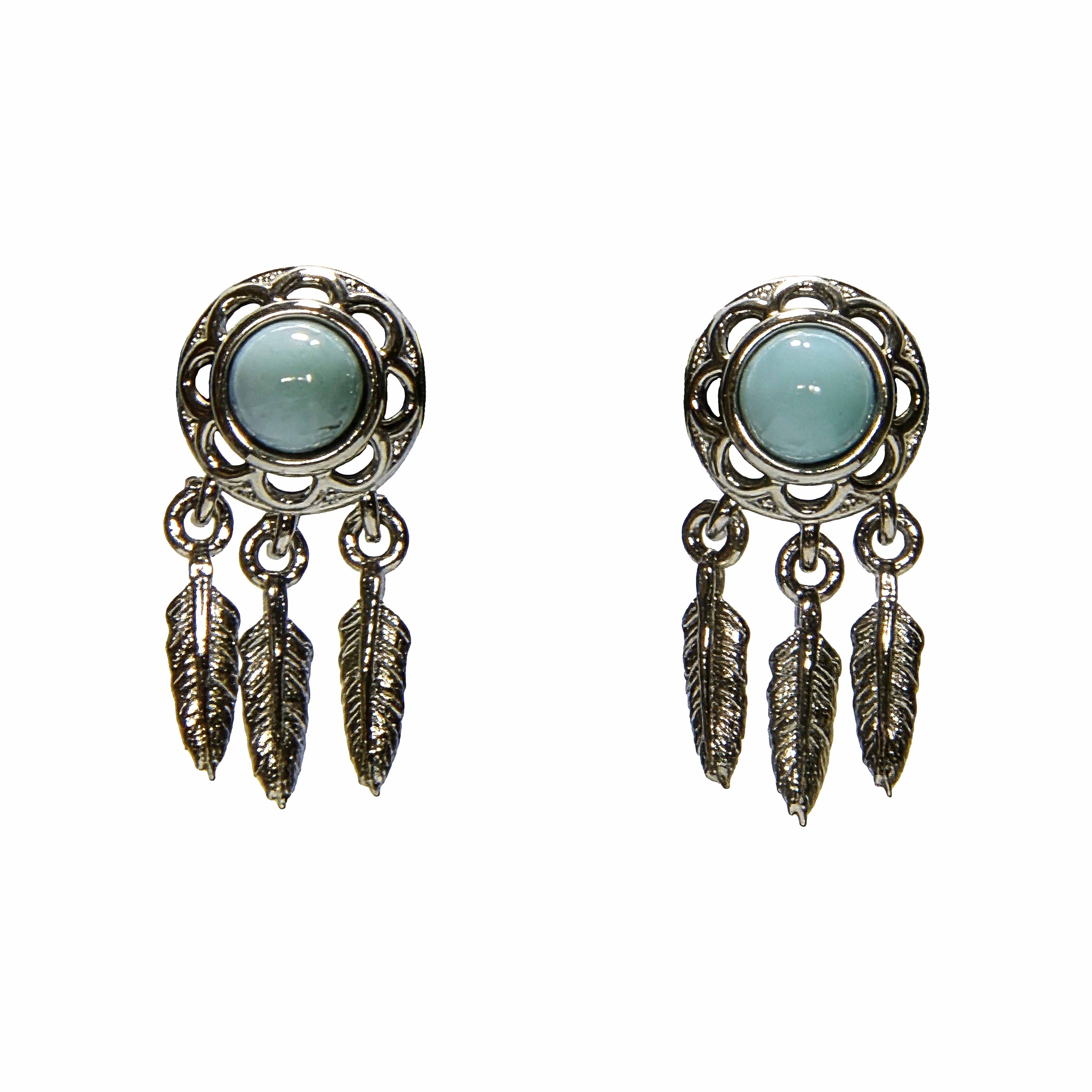Handcrafted 925 Silver Aquamarine Dreamcatcher Earrings from Chiang Rai Thailand - Lalanna Design