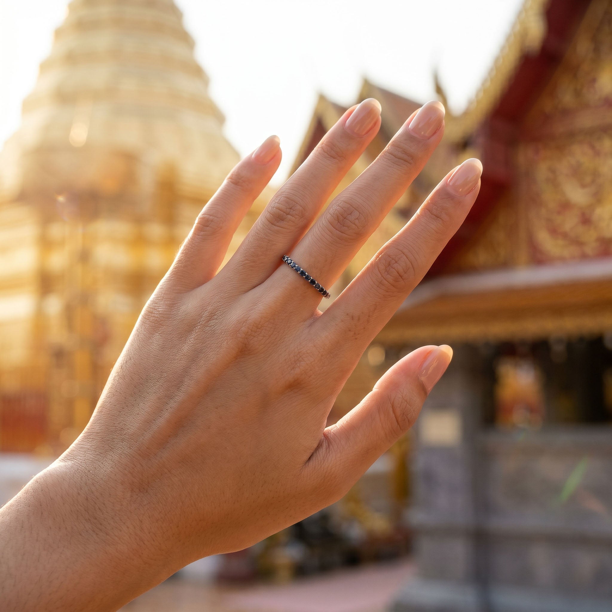 Handcrafted 925 Silver Blue Saphire Ring from Chiang Rai Thailand - Lalanna Design