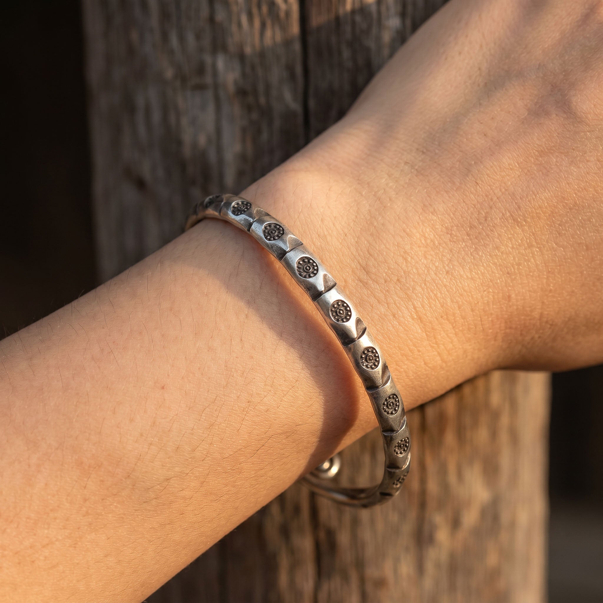 Handcrafted 98% Fine Karen Hill Tribe Silver Bangle - Silver Bangle Snake Cuff Bracelet- Handmade Jewelry from Chiang Mai Thailand - Lalanna Design