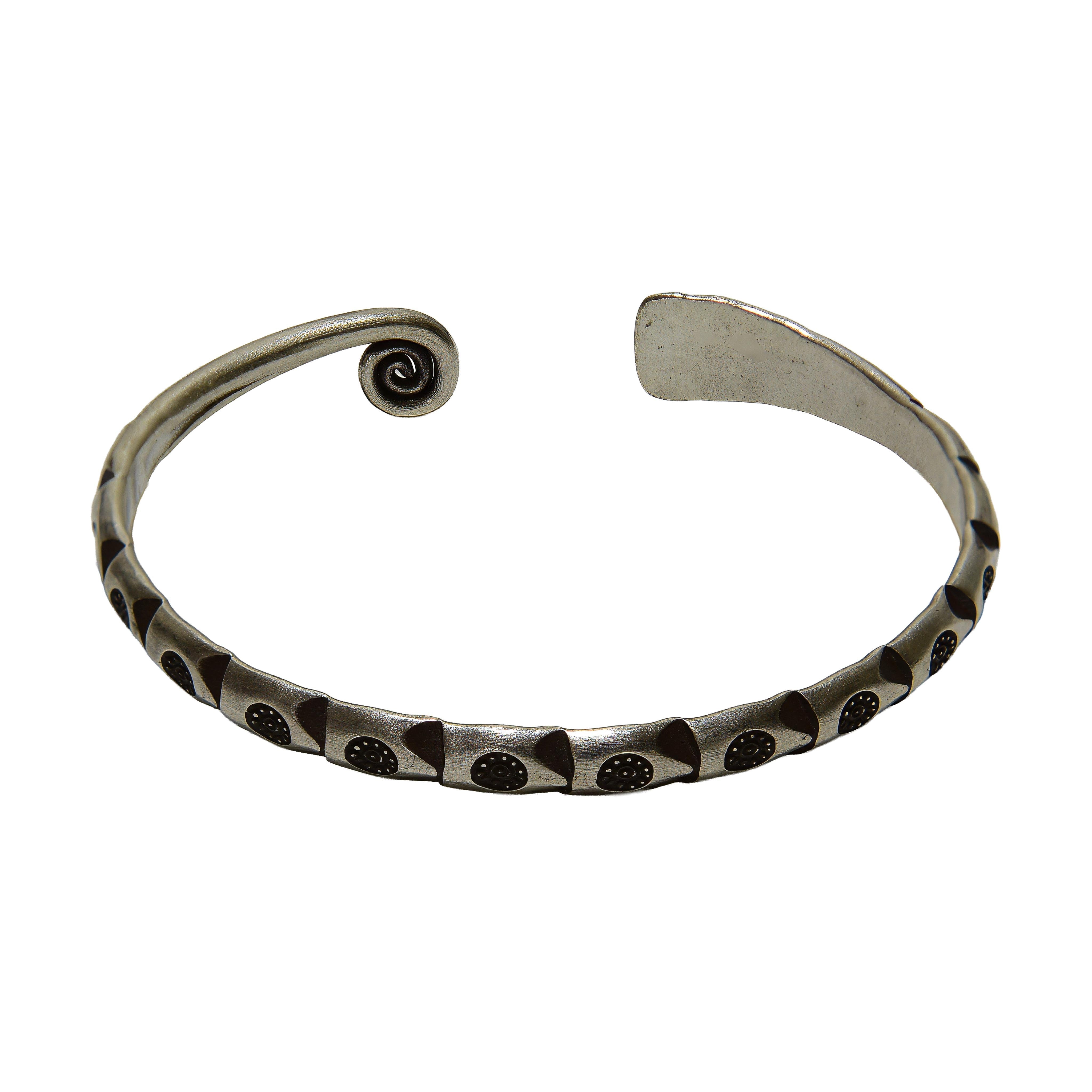 Handcrafted 98% Fine Karen Hill Tribe Silver Bangle - Silver Bangle Snake Cuff Bracelet- Handmade Jewelry from Chiang Mai Thailand - Lalanna Design