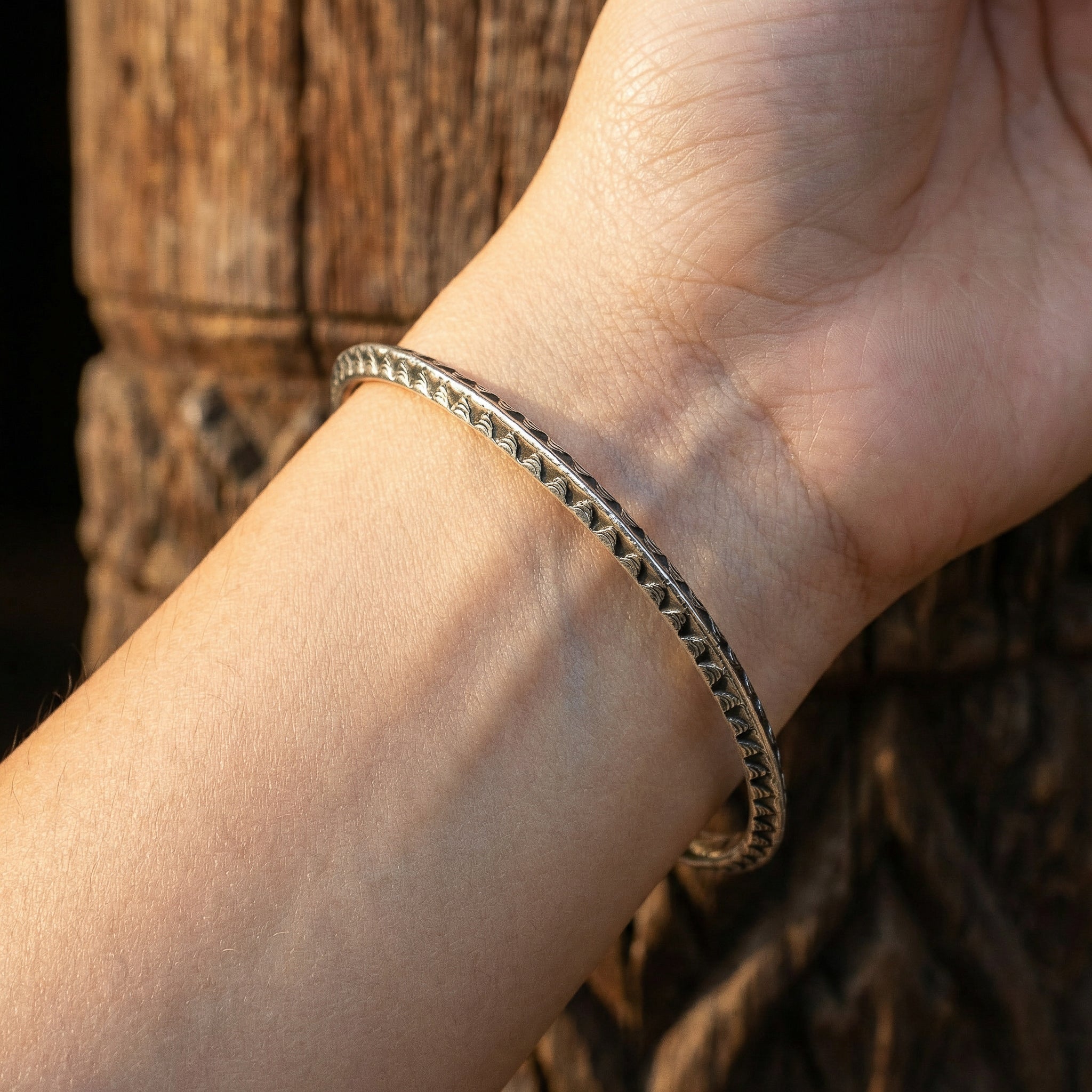 Handcrafted 98% Fine Karen Hill Tribe Silver Bangle - Spiral Cuff Bracelet, Handmade Jewelry from Chiang Rai Thailand - Lalanna Design
