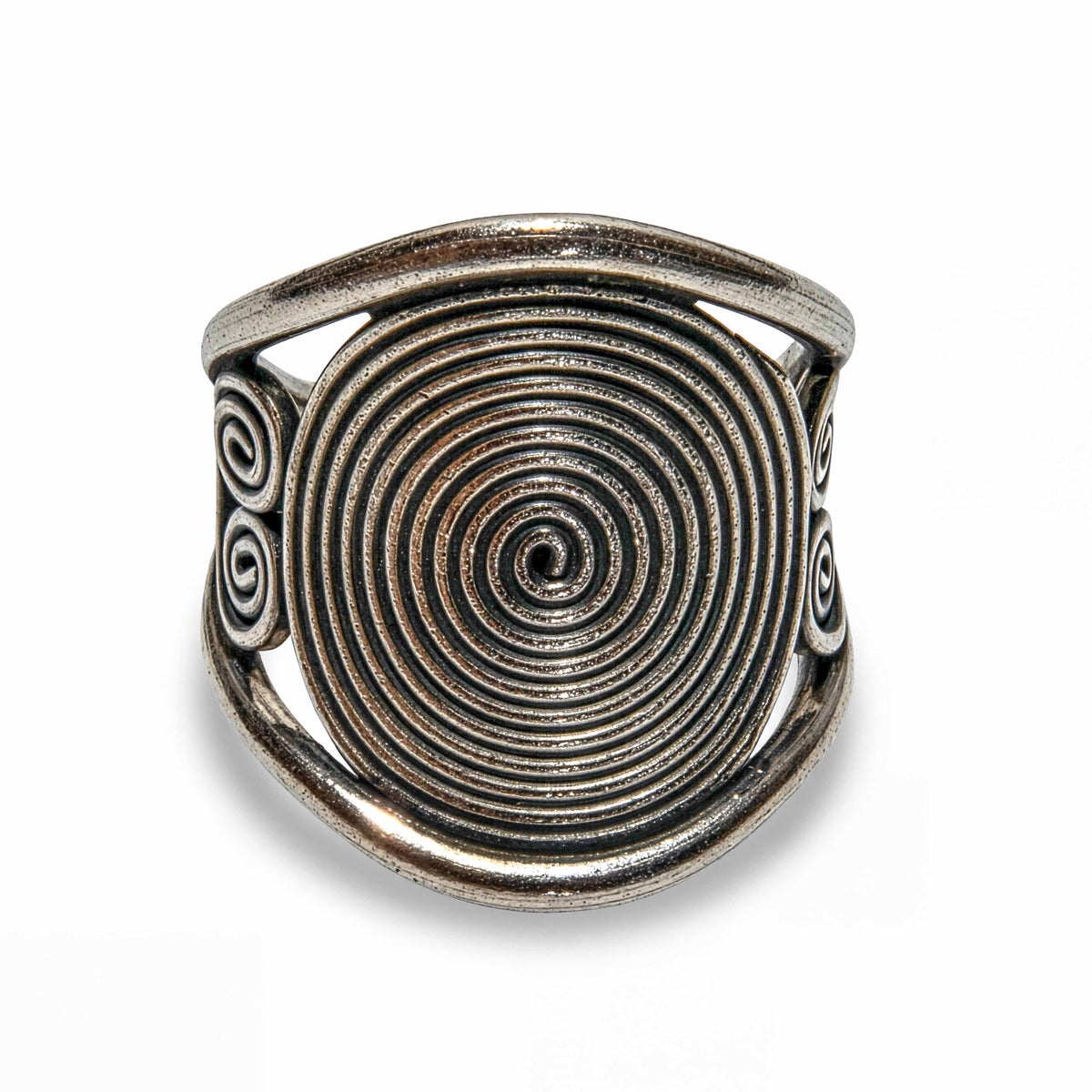 Handcrafted 98% Fine Karen Hill Tribe Silver Hypnotic Spiral Vortex Ring, Handmade Jewelry from Chiang Mai Thailand - Lalanna Design