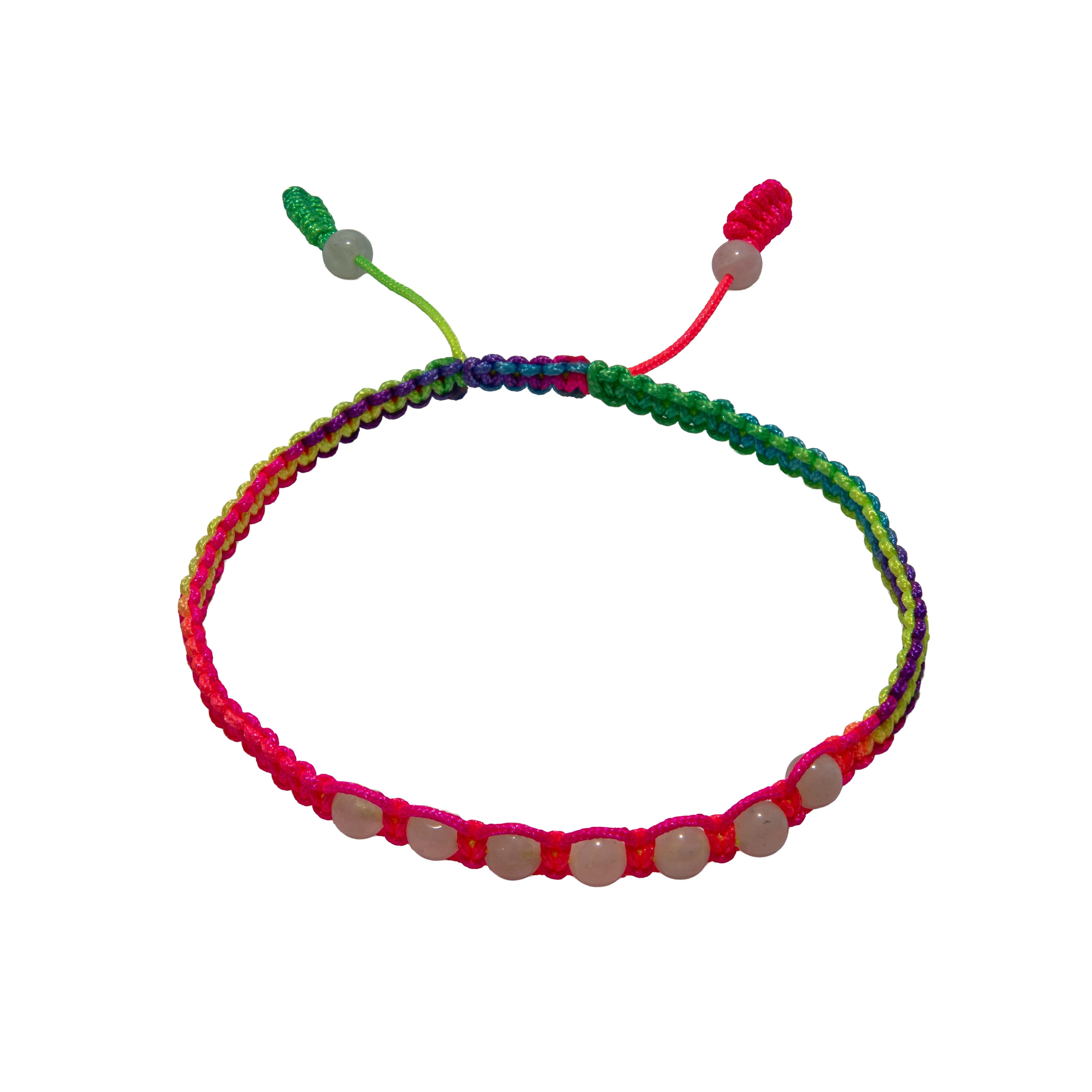 Handcrafted Adjustable Neon Bracelet with Moonstone Beads from Chiang Mai Thailand - Lalanna Design