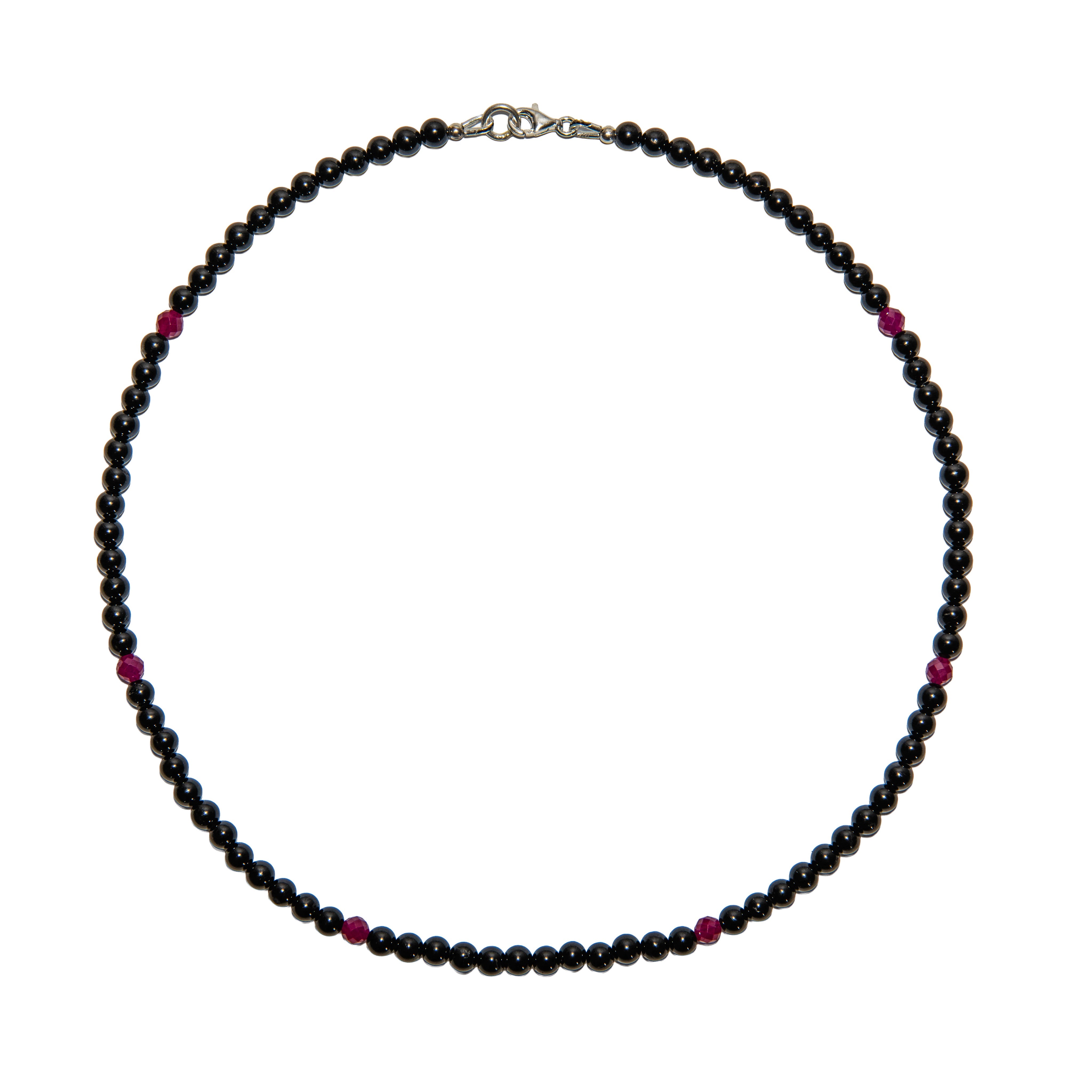 Handcrafted Black Turmaline and Rubin Necklace from Chiang Mai Thailand - Lalanna Design