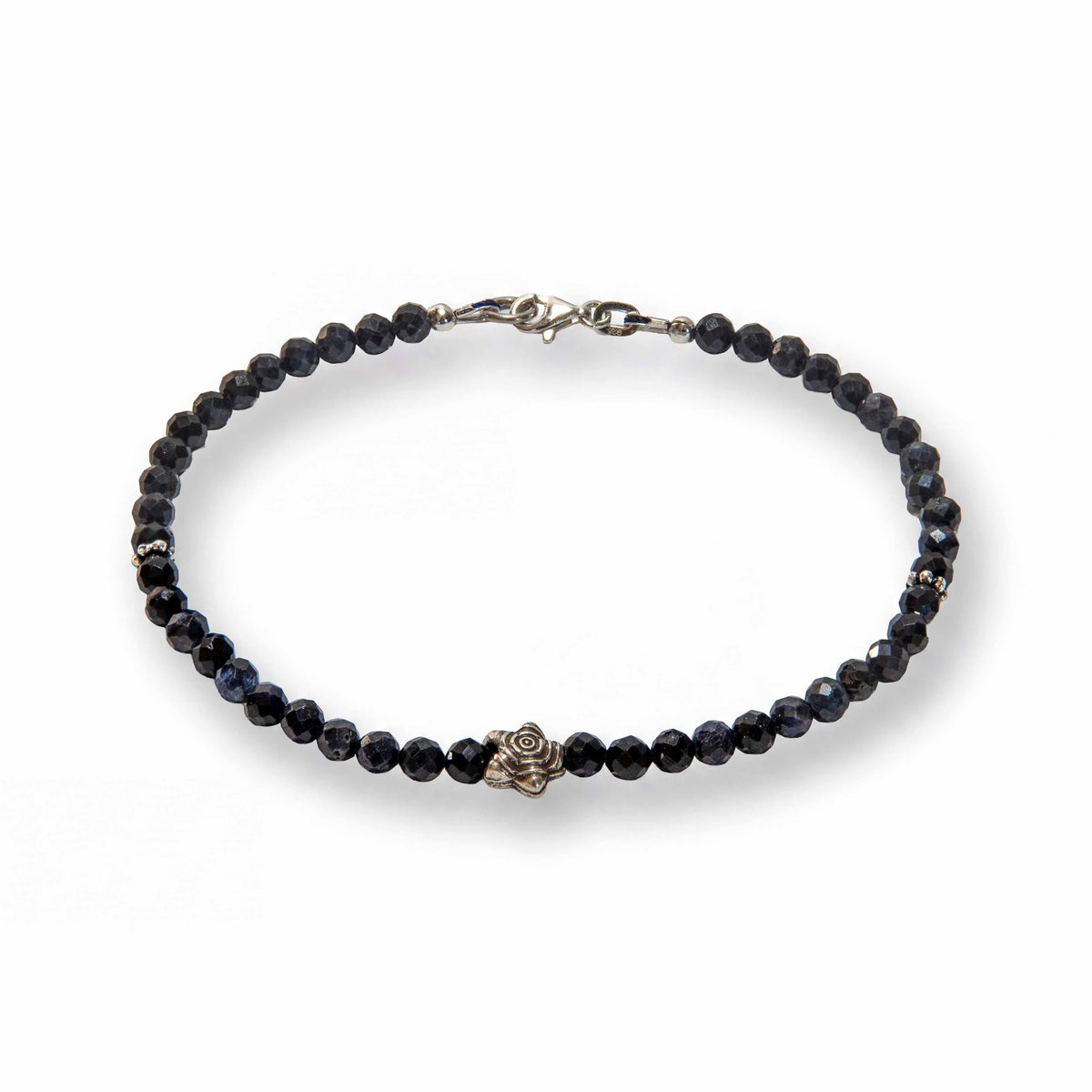 Handcrafted Dark Blue Sapphire Anklet - Handmade Jewelry from Chiang Mai Thailand - Lalanna Design