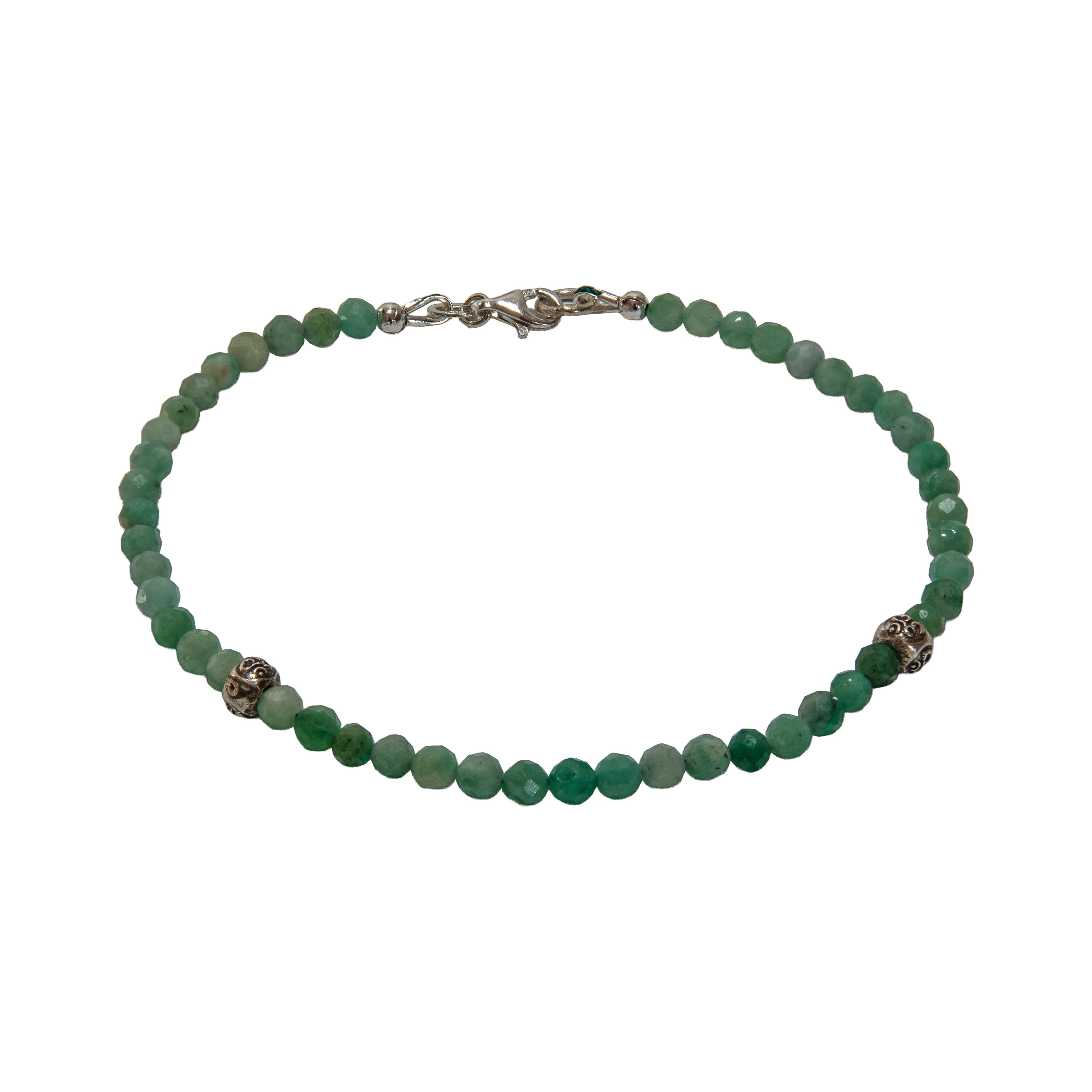 Handcrafted Green Emerald Anklet from Chiang Rai Thailand - Lalanna Design