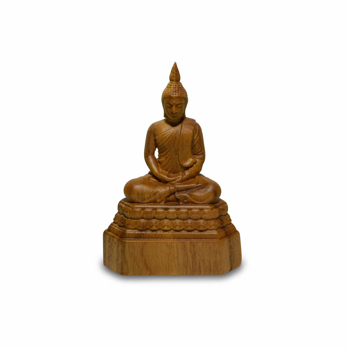 Handcrafted Hand-carved Meditating Buddha Statue in Premium Teak Wood – Lanna Artisan Craft from Chiang Mai Thailand - Lalanna Design