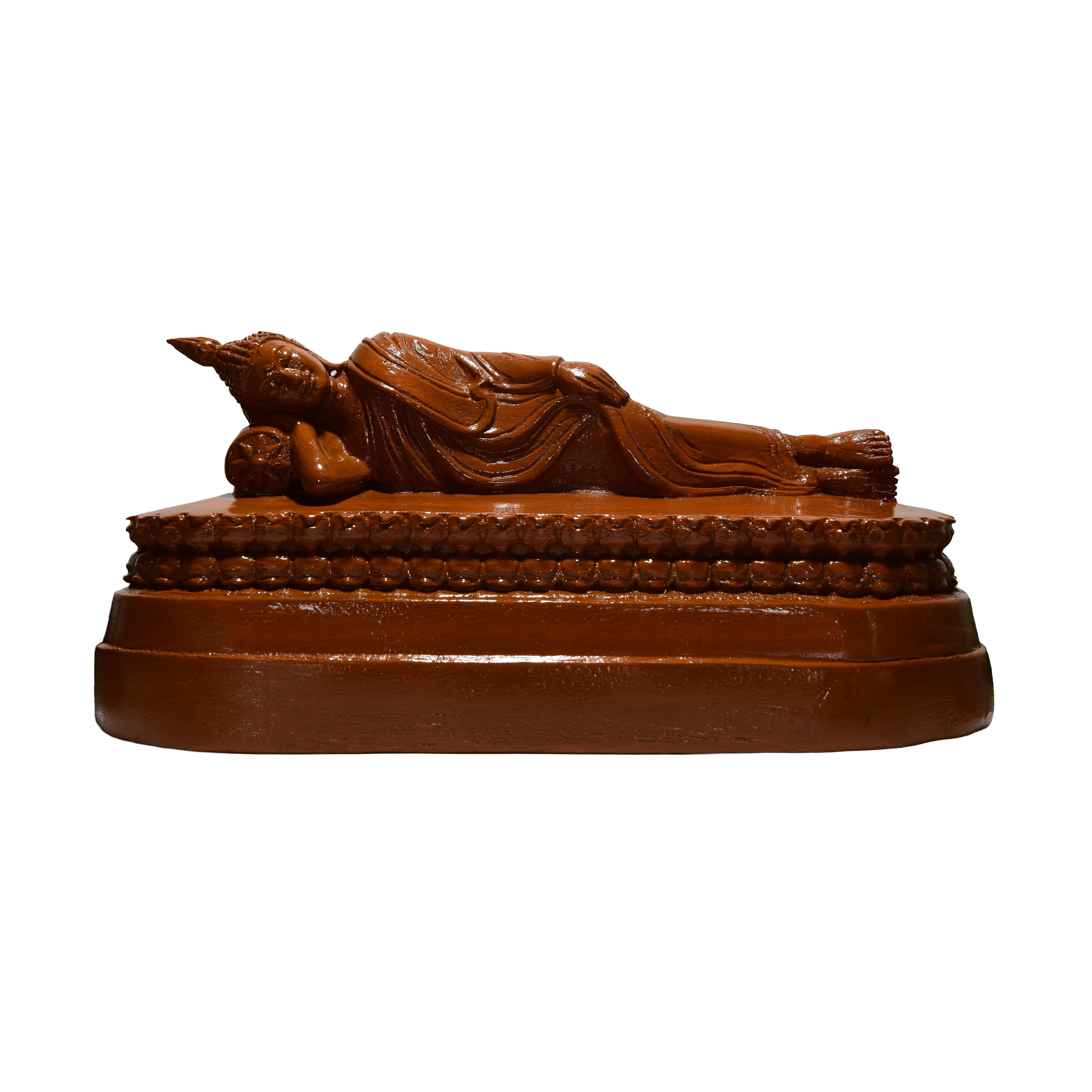 Handcrafted Hand-carved Reclining Buddha Statue in Premium Jackfruit Wood – Lanna Artisan Craft from Chiang Rai Thailand - Lalanna Design