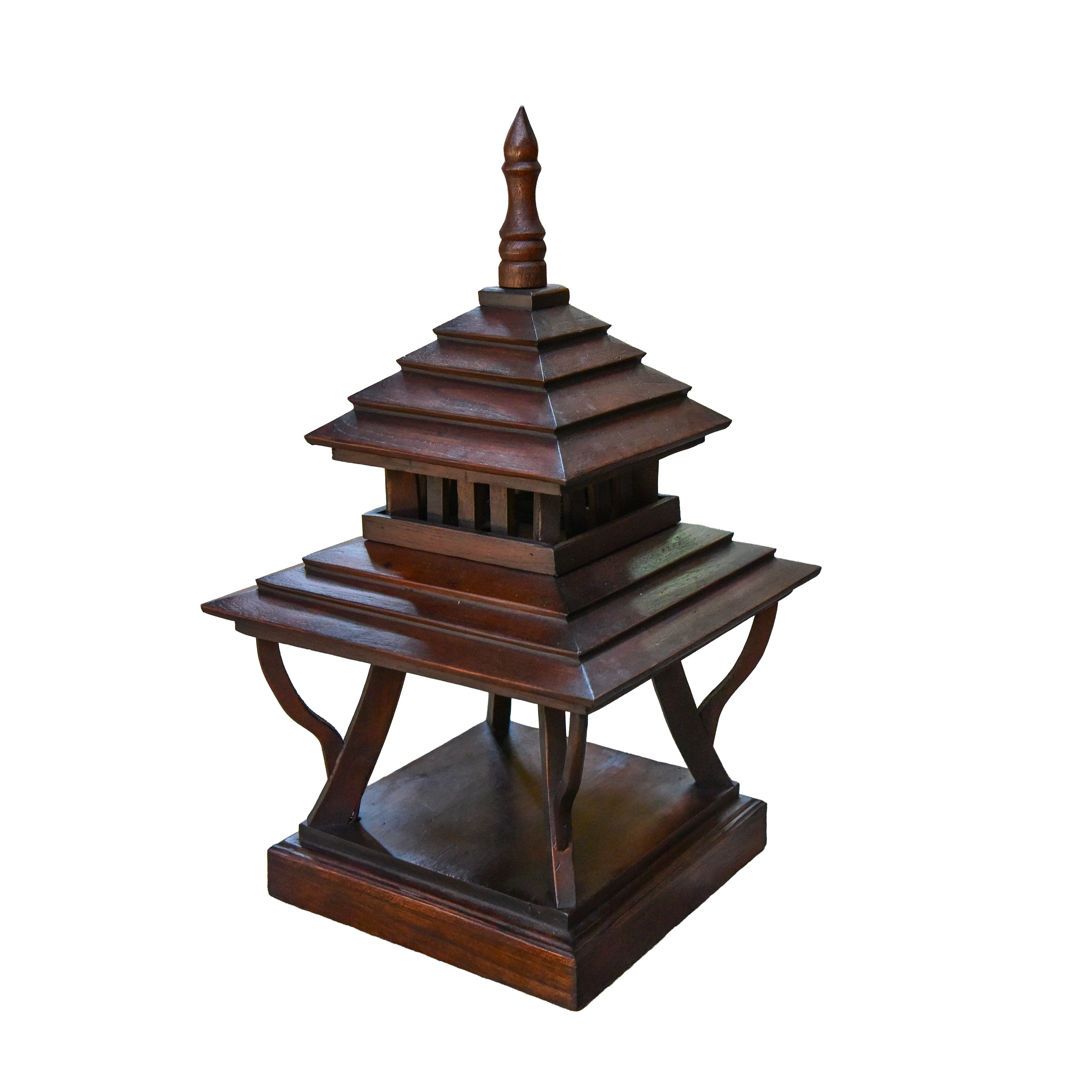 Handcrafted Hand-Carved Teak Lanna Spirit House from Chiang Rai Thailand - Lalanna Design