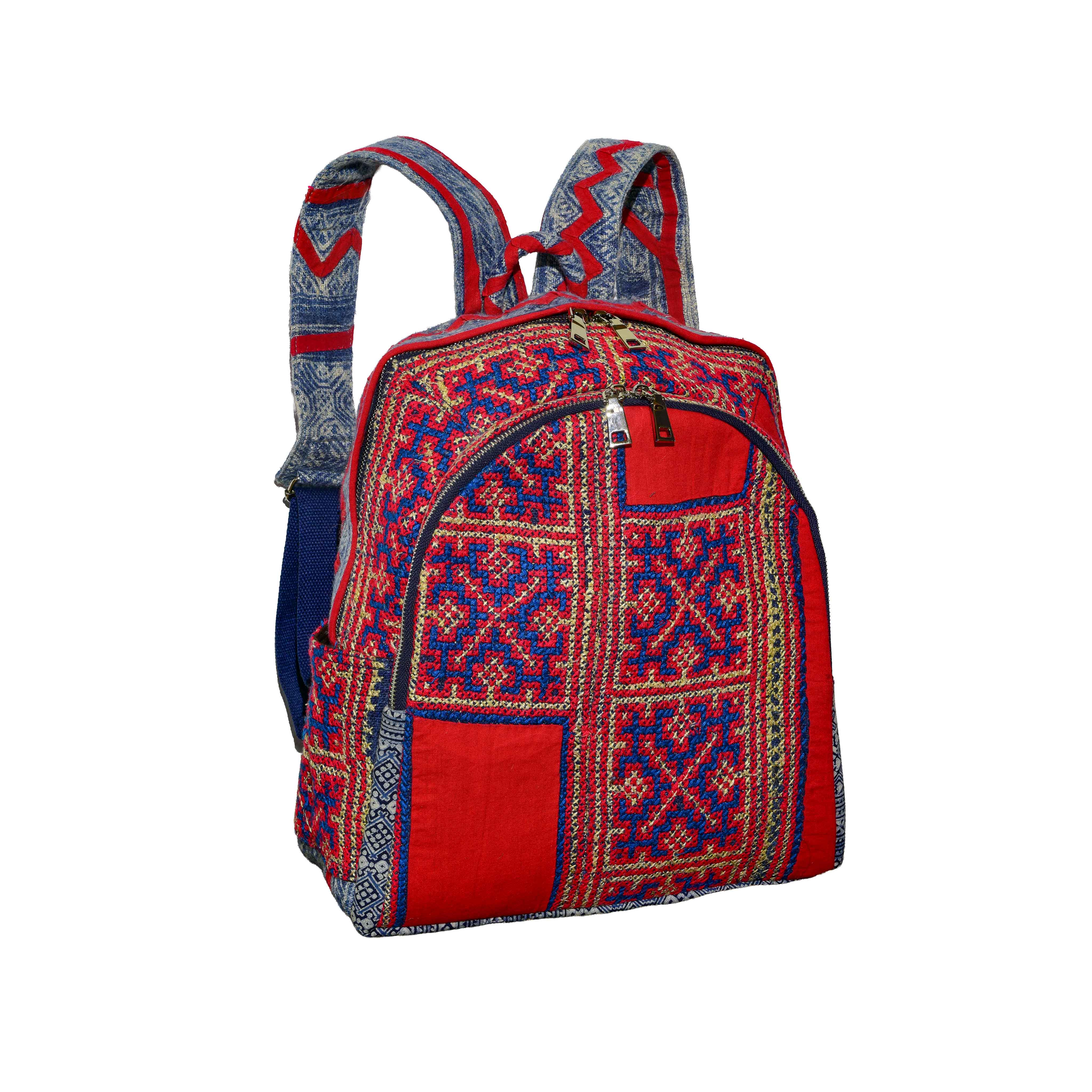 Handcrafted Hand-Embroidered Hill Tribe Fabric Backpack from Chiang Rai Thailand - Lalanna Design