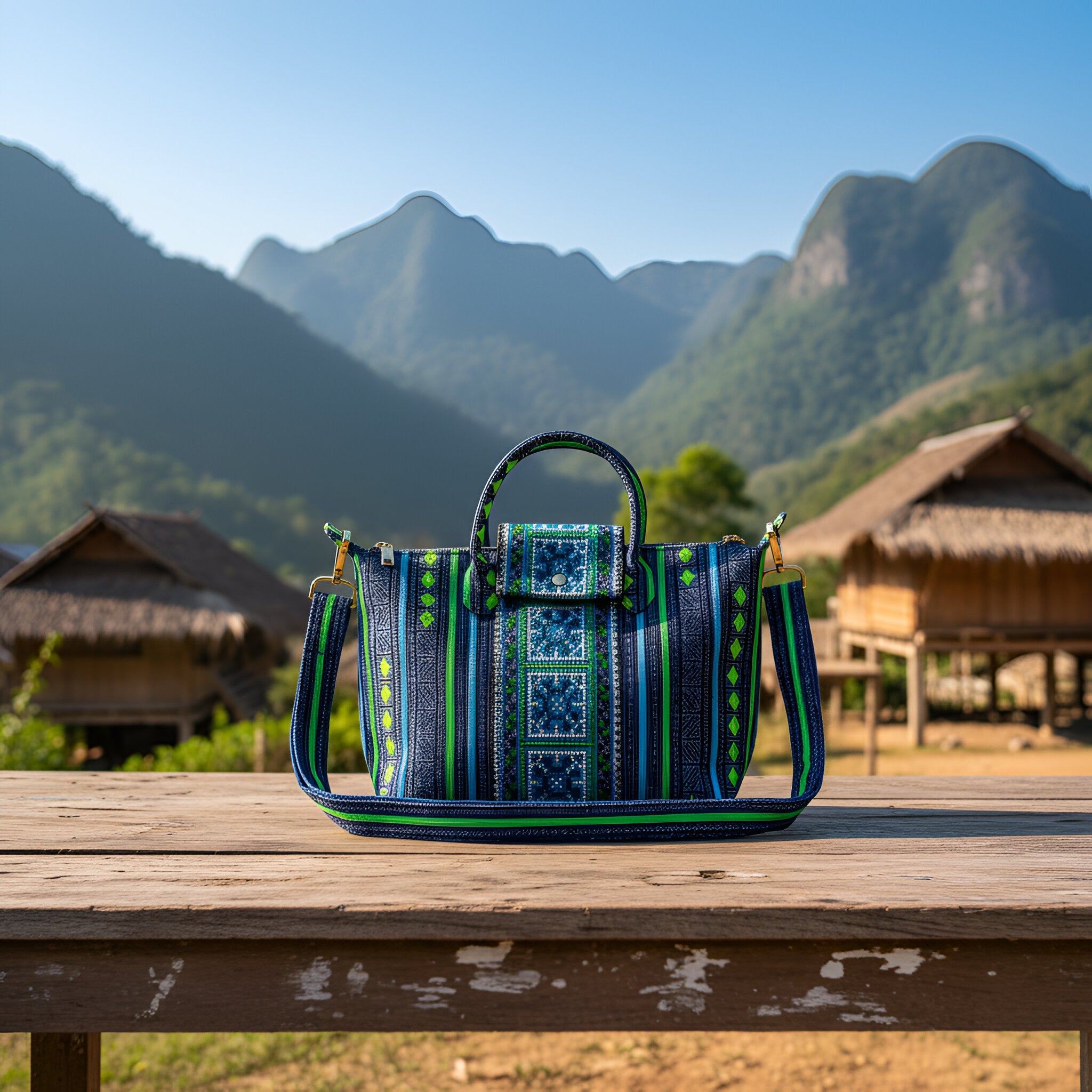 Handcrafted Hand-Embroidered Hill Tribe Fabric Hand Shoulder and Crossbody Bag from Chiang Rai Thailand - Lalanna Design
