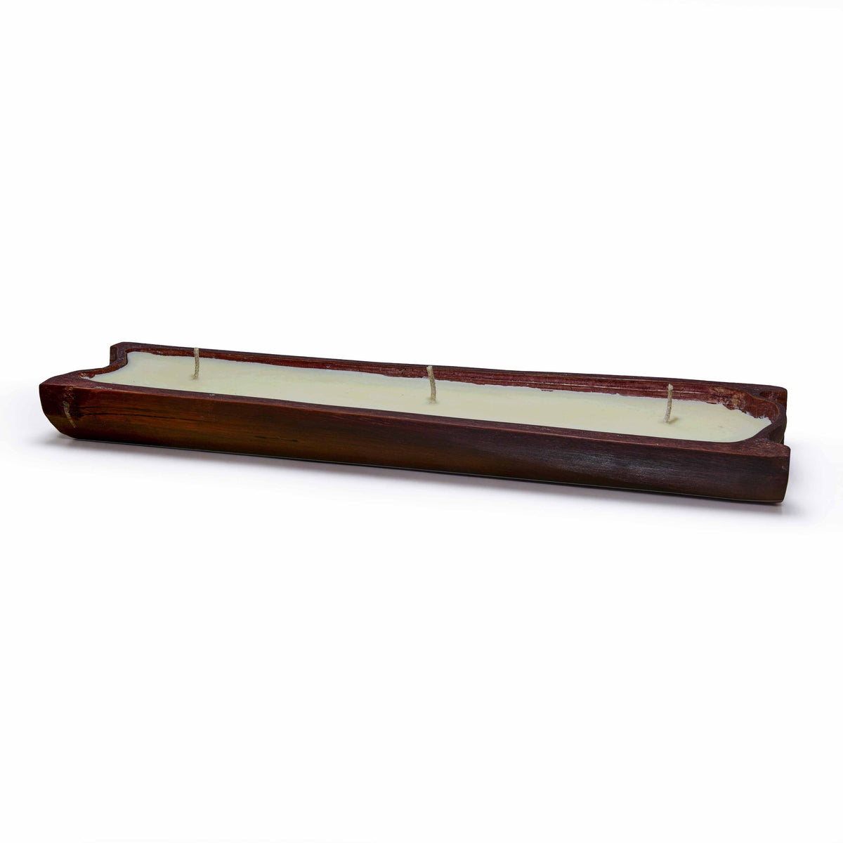 Handcrafted Handcrafted 3-Wick Lemon Grass Rice Wax Natural Color Bamboo Boat Candle from Chiang Mai Thailand - Lalanna Design
