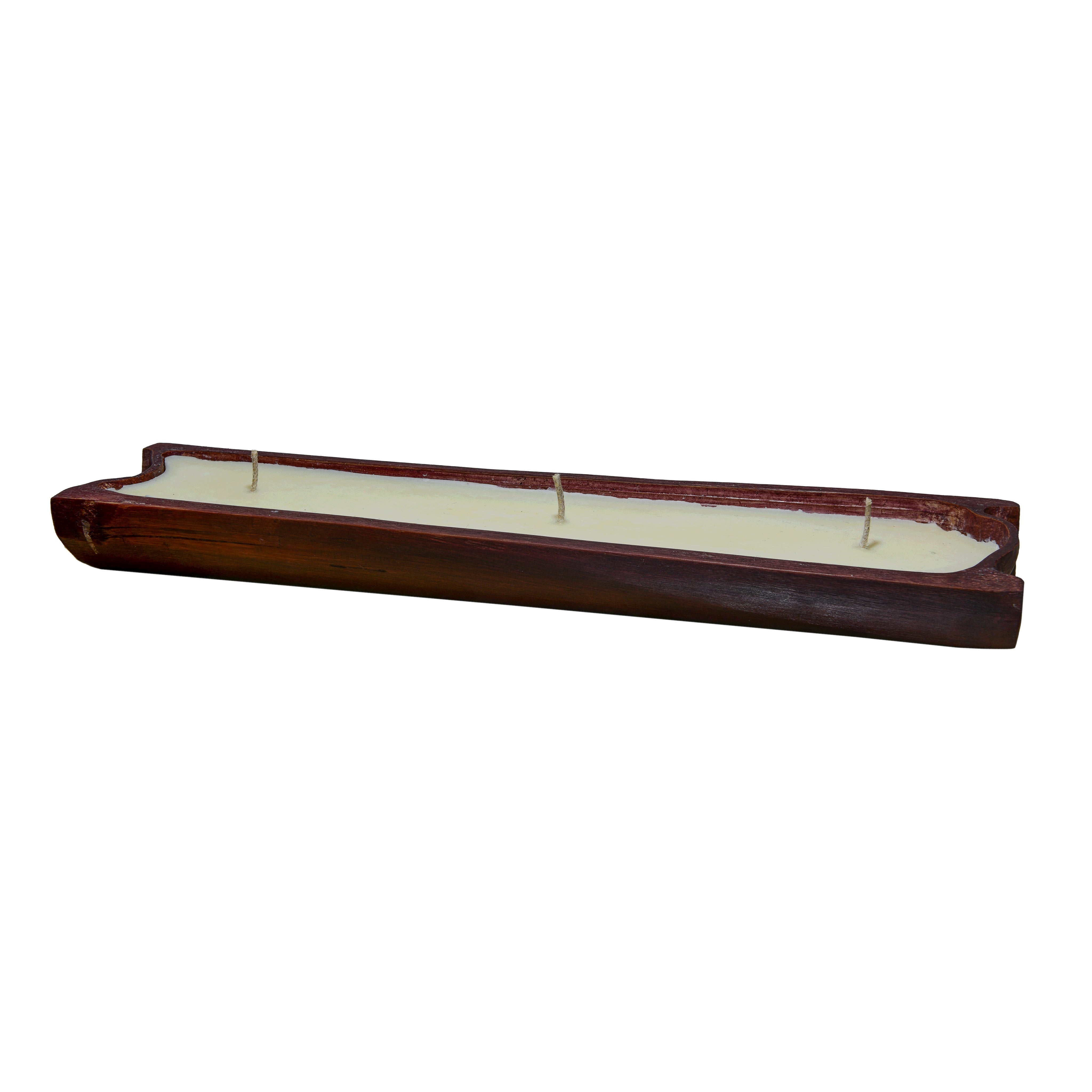 Handcrafted Handcrafted 3-Wick Sandalwood Rice Wax Red Bamboo Boat Candle from Chiang Rai Thailand - Lalanna Design